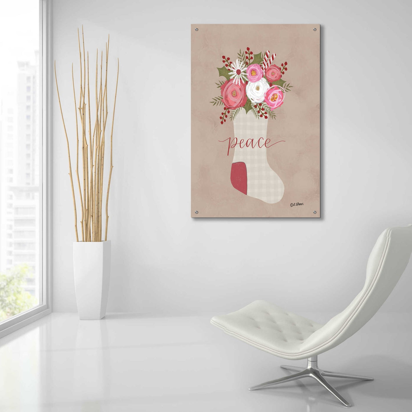 Epic Art 'Peace Christmas Stocking' by Lisa Larson, Acrylic Glass Wall Art,24x36