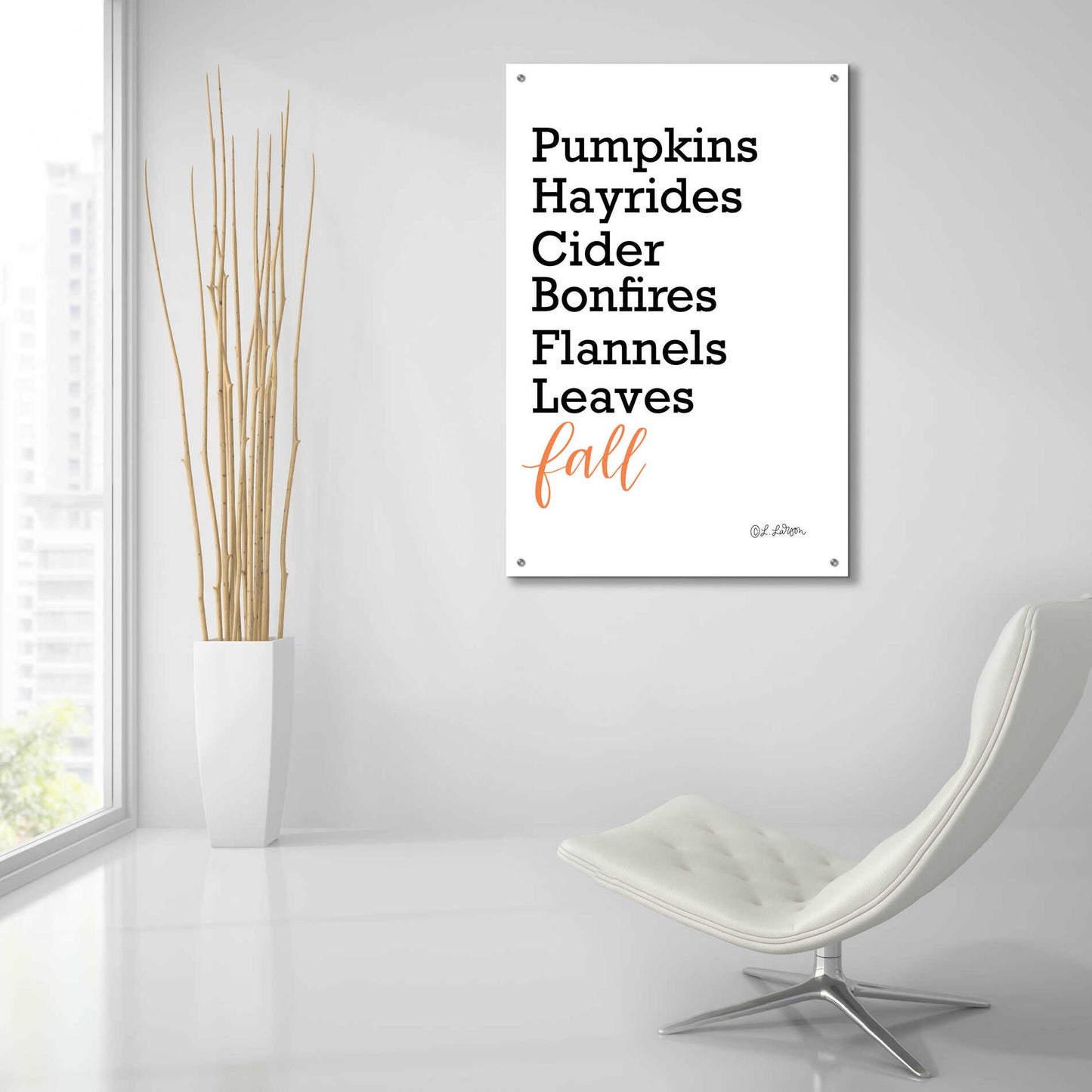 Epic Art 'Fall Words' by Lisa Larson, Acrylic Glass Wall Art,24x36