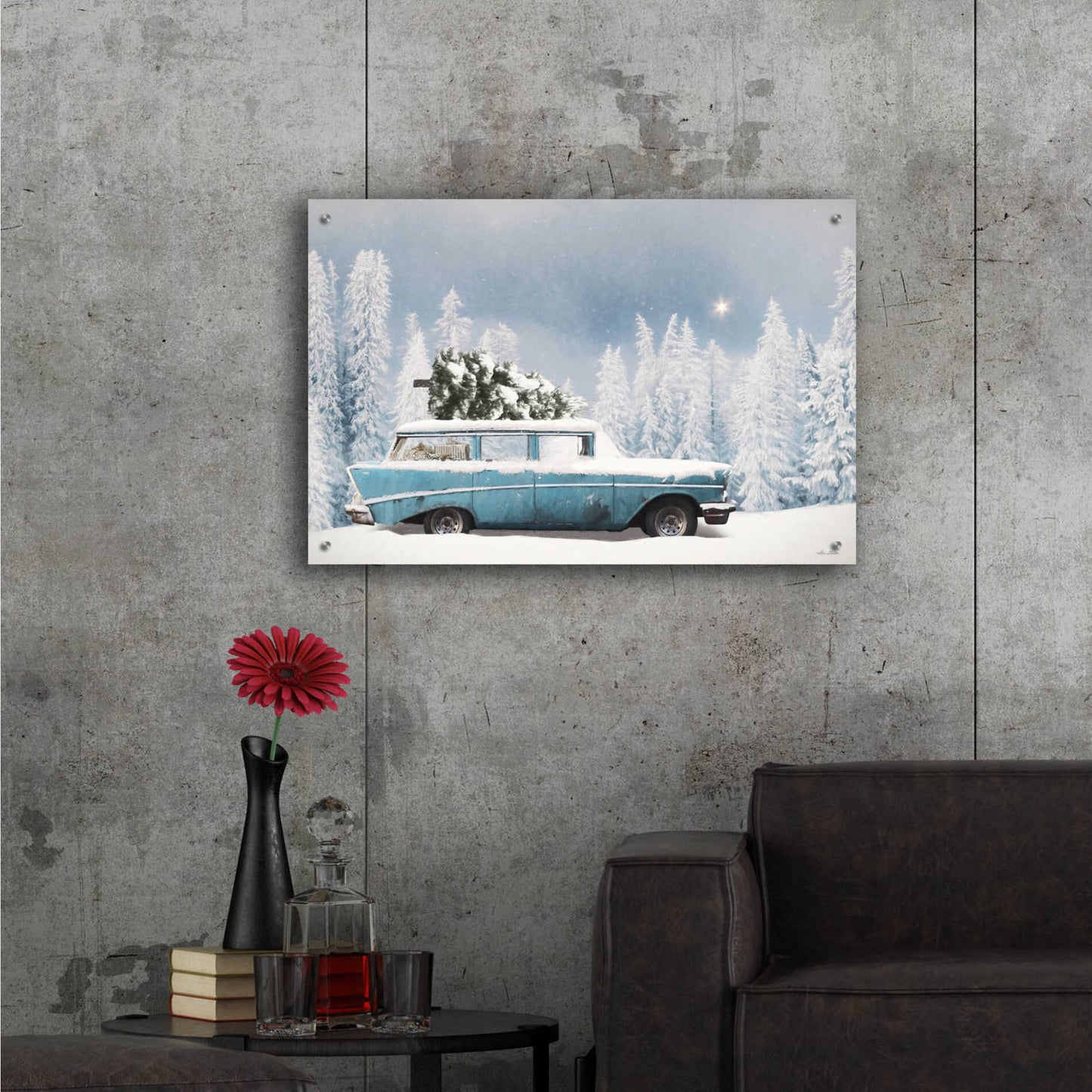 Epic Art 'Christmas Blues' by Lori Deiter, Acrylic Glass Wall Art,36x24