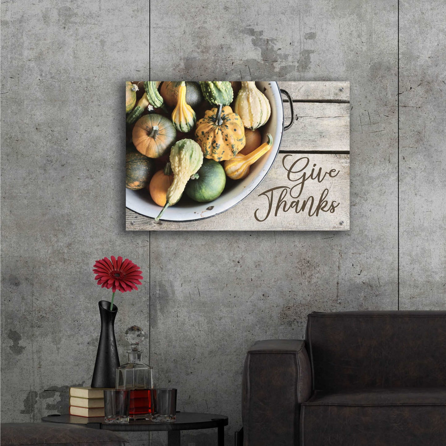 Epic Art 'Give Thanks' by Lori Deiter, Acrylic Glass Wall Art,36x24