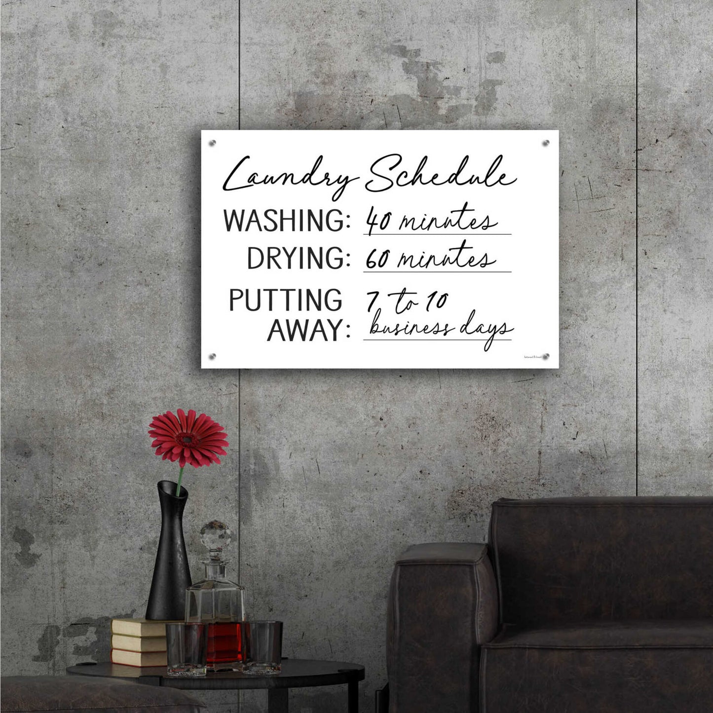 Epic Art 'Laundry Schedule' by lettered & lined, Acrylic Glass Wall Art,36x24