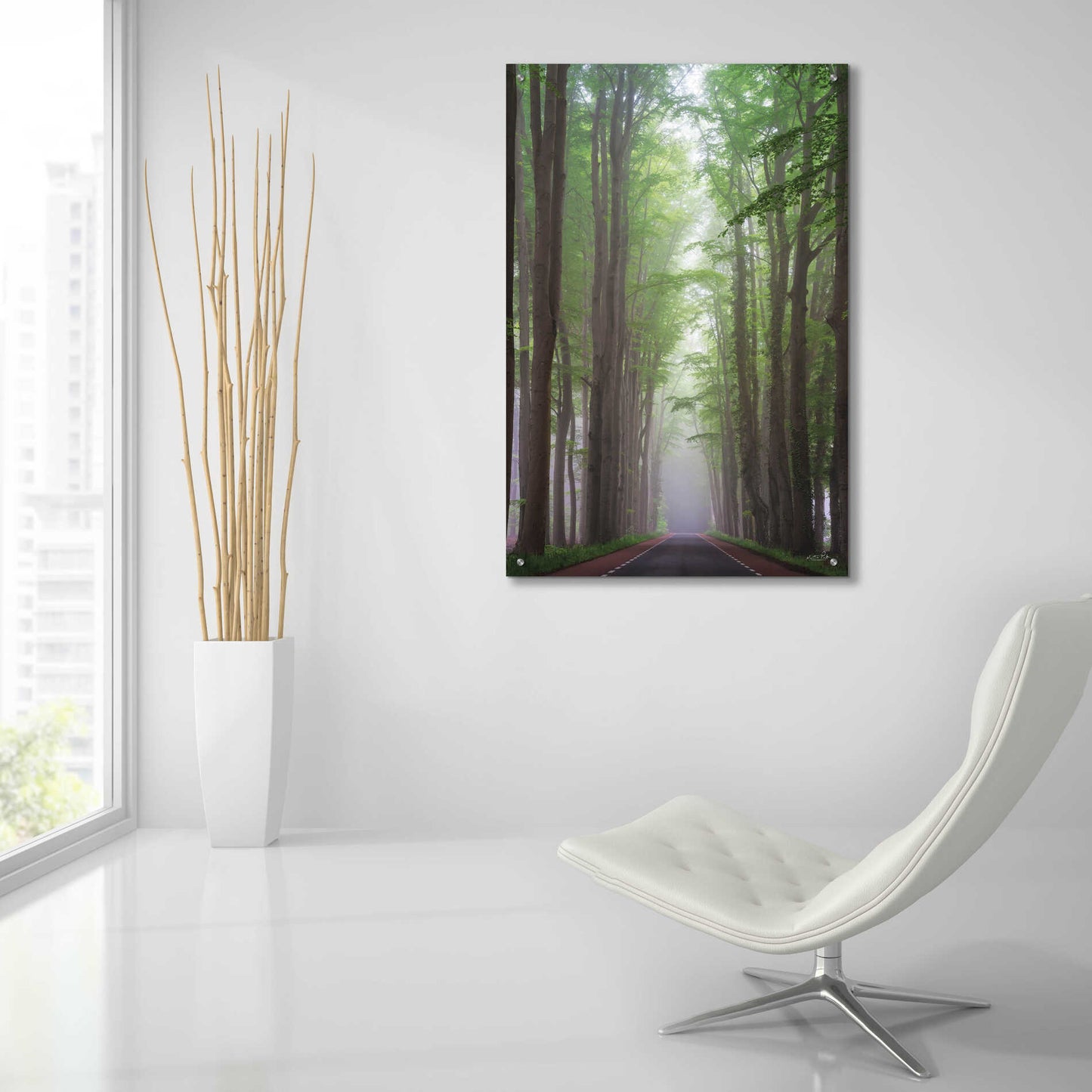 Epic Art 'Foggy Road' by Martin Podt, Acrylic Glass Wall Art,24x36