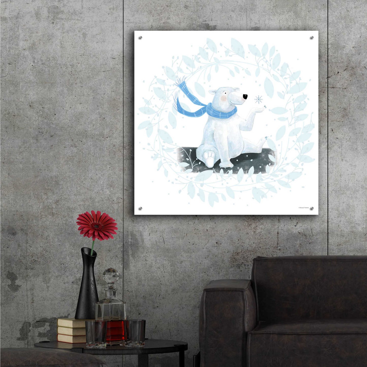 Epic Art 'Polar Bear Holiday' by Rachel Nieman, Acrylic Glass Wall Art,36x36