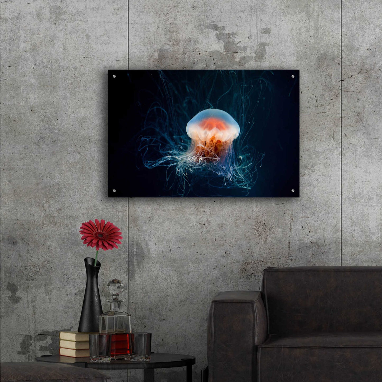 Epic Art 'Peachy Jellyfish' by Epic Portfolio, Acrylic Glass Wall Art,36x24