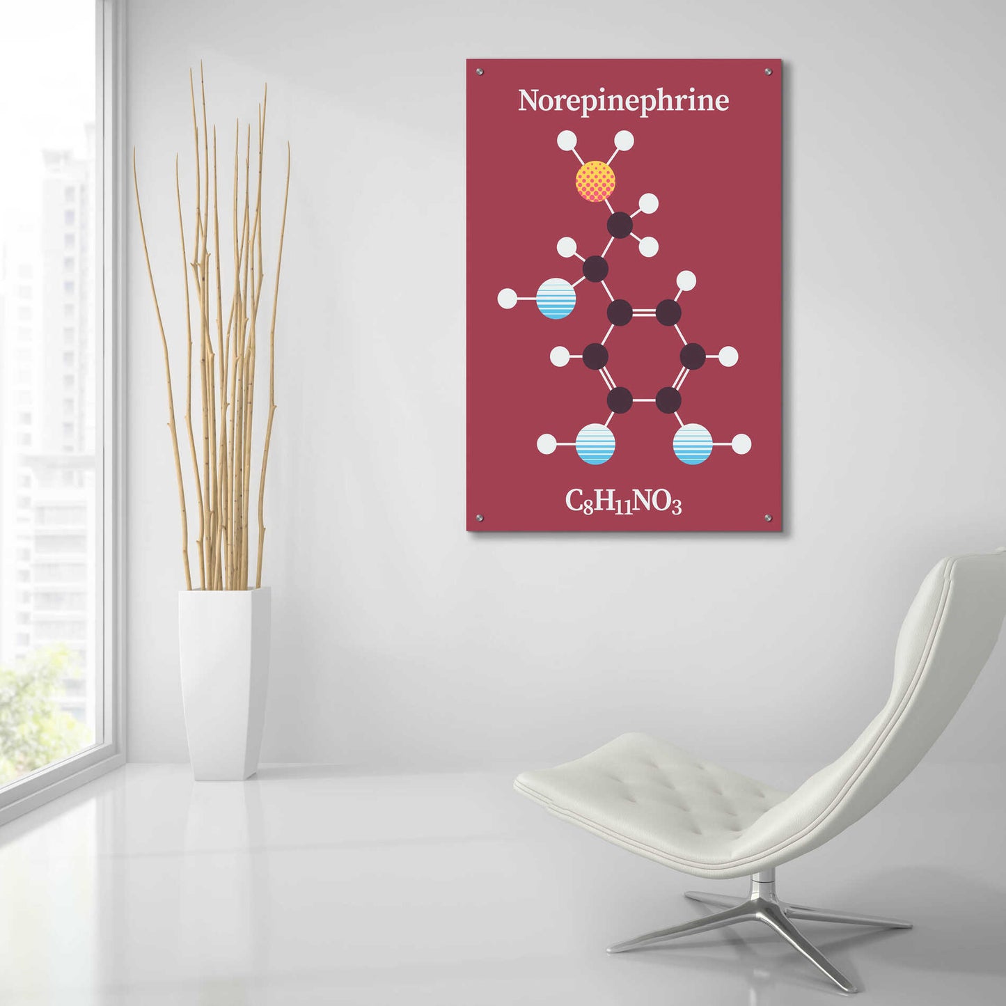 Epic Art 'Norepinephrine Molecule 2' by Epic Portfolio, Acrylic Glass Wall Art,24x36