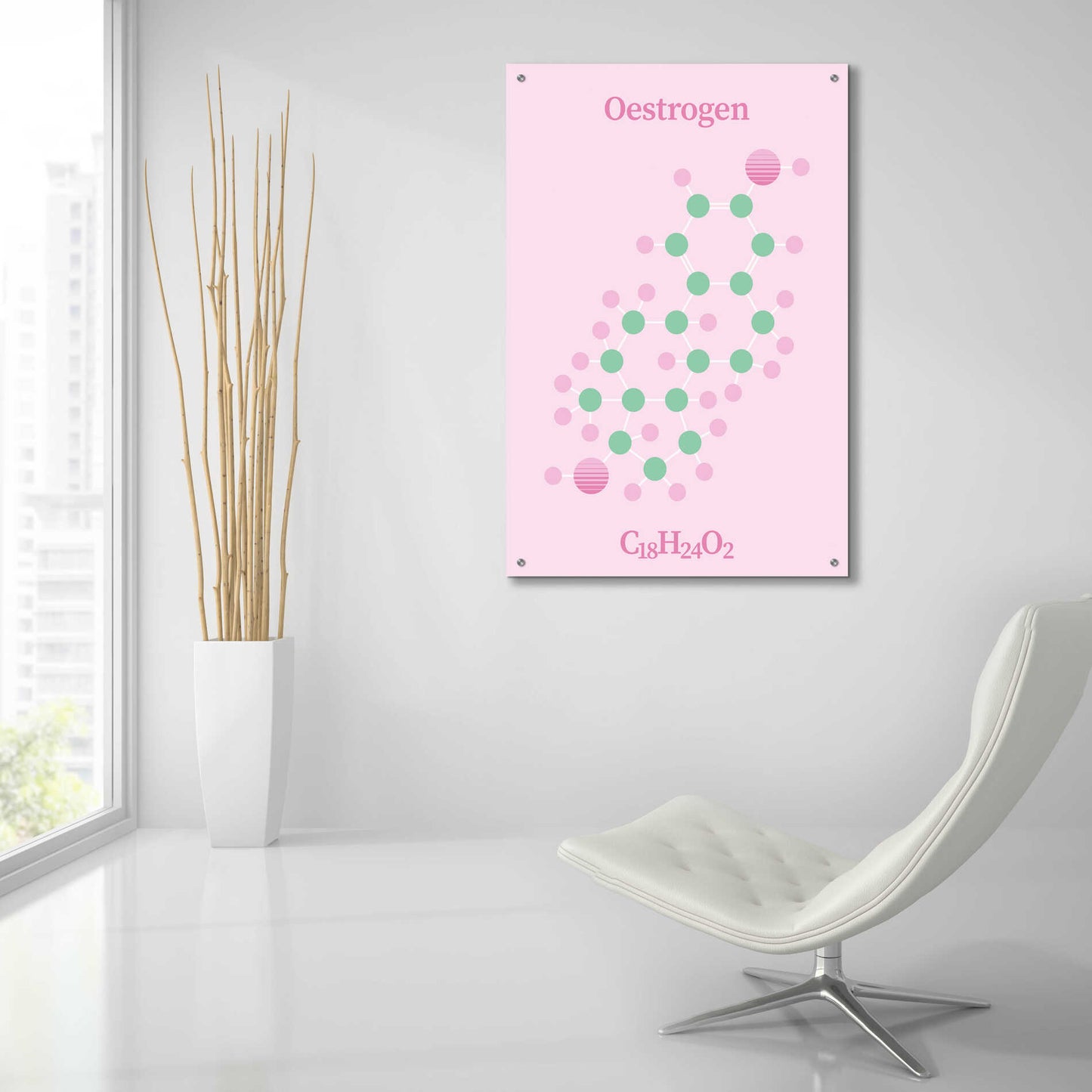 Epic Art 'Oestrogen Molecule 2' by Epic Portfolio, Acrylic Glass Wall Art,24x36
