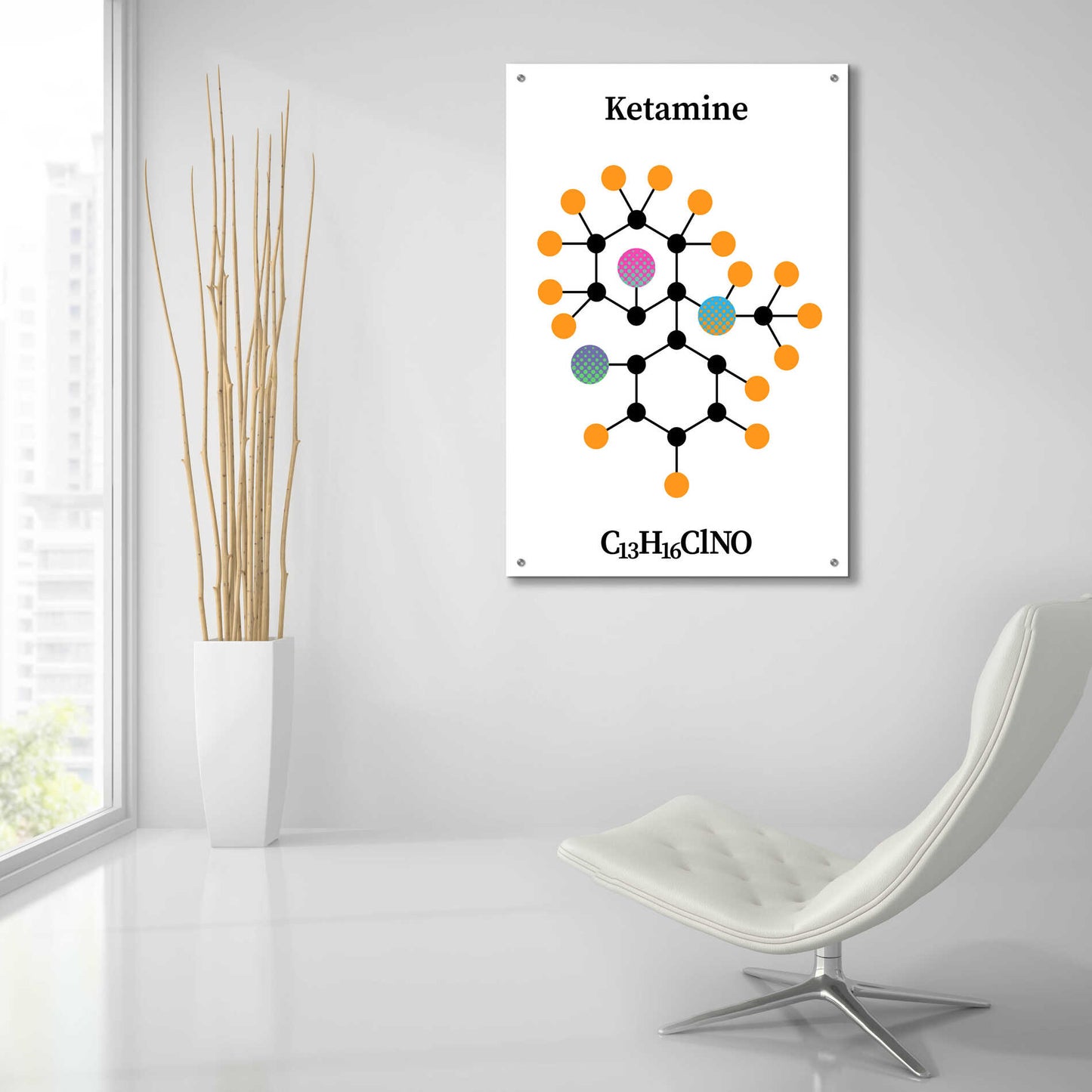 Epic Art 'Ketamine Molecule' by Epic Portfolio, Acrylic Glass Wall Art,24x36