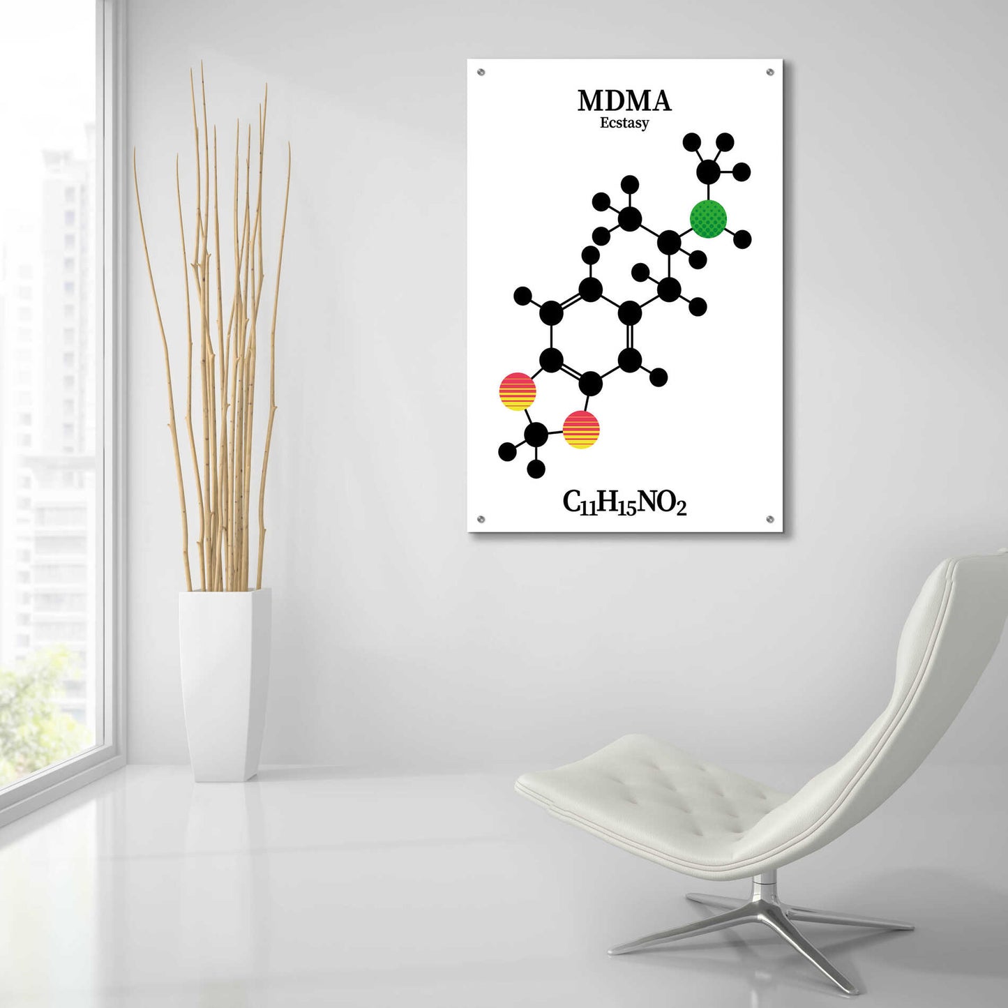 Epic Art 'MDMA Molecule' by Epic Portfolio, Acrylic Glass Wall Art,24x36