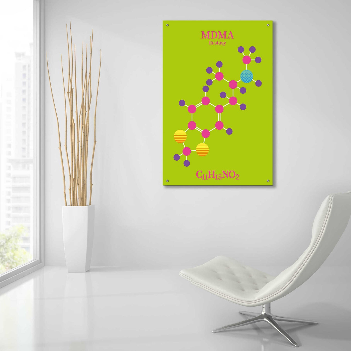 Epic Art 'MDMA Molecule 2' by Epic Portfolio, Acrylic Glass Wall Art,24x36