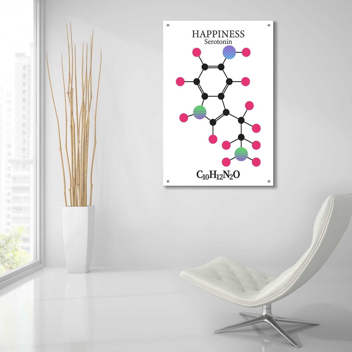 Epic Art 'Serotonin Molecule' by Epic Portfolio, Acrylic Glass Wall Art,24x36