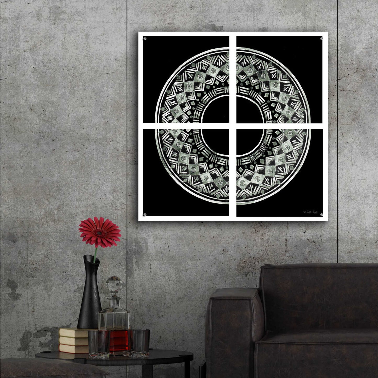 Epic Art '4 Patch Medallion' by Cindy Jacobs, Acrylic Glass Wall Art,36x36