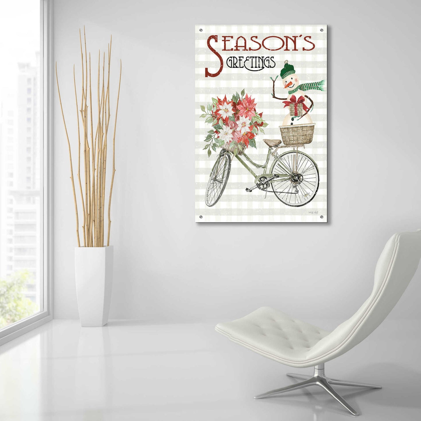 Epic Art 'Season's Greetings Bicycle' by Cindy Jacobs, Acrylic Glass Wall Art,24x36