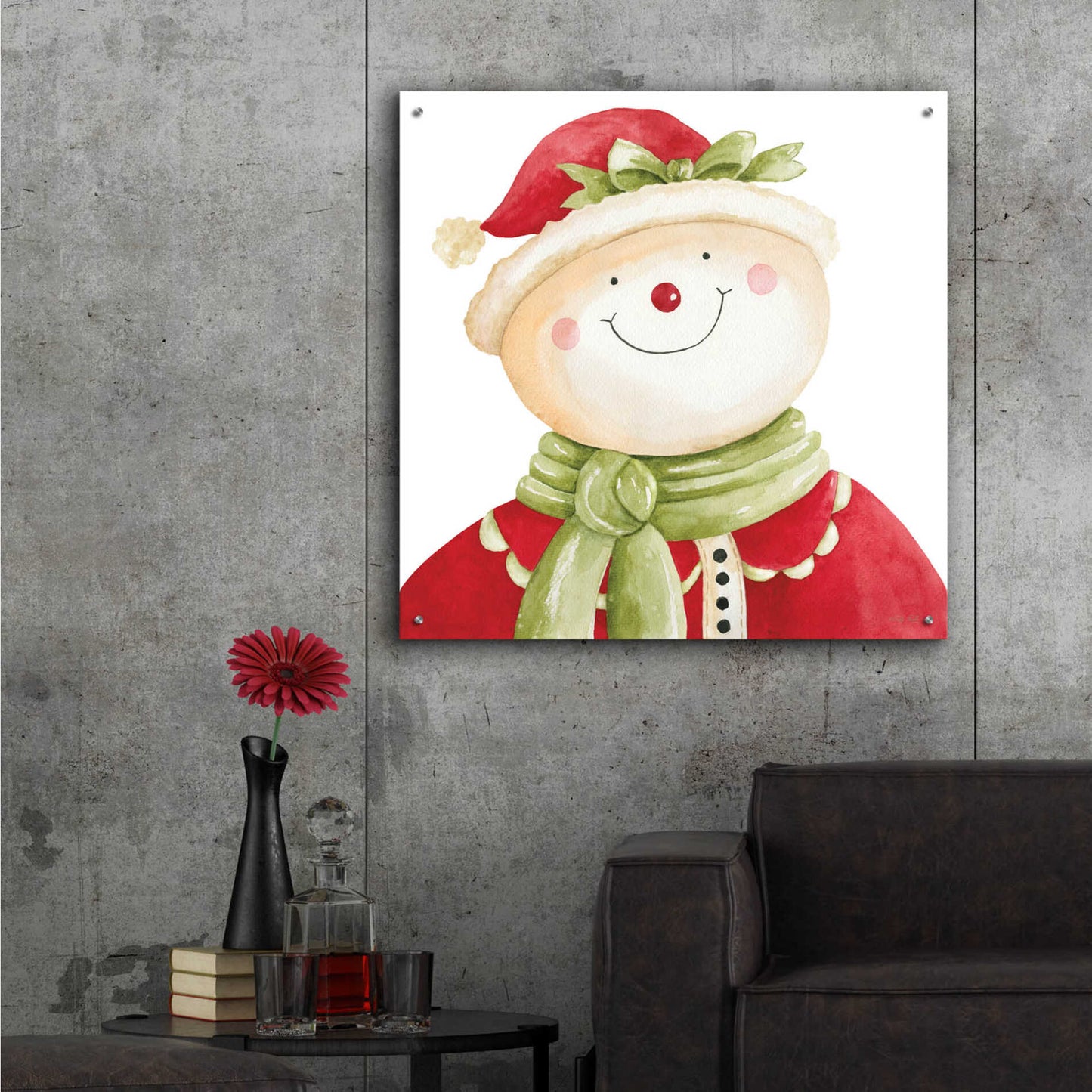 Epic Art 'Holiday Snowman' by Cindy Jacobs, Acrylic Glass Wall Art,36x36