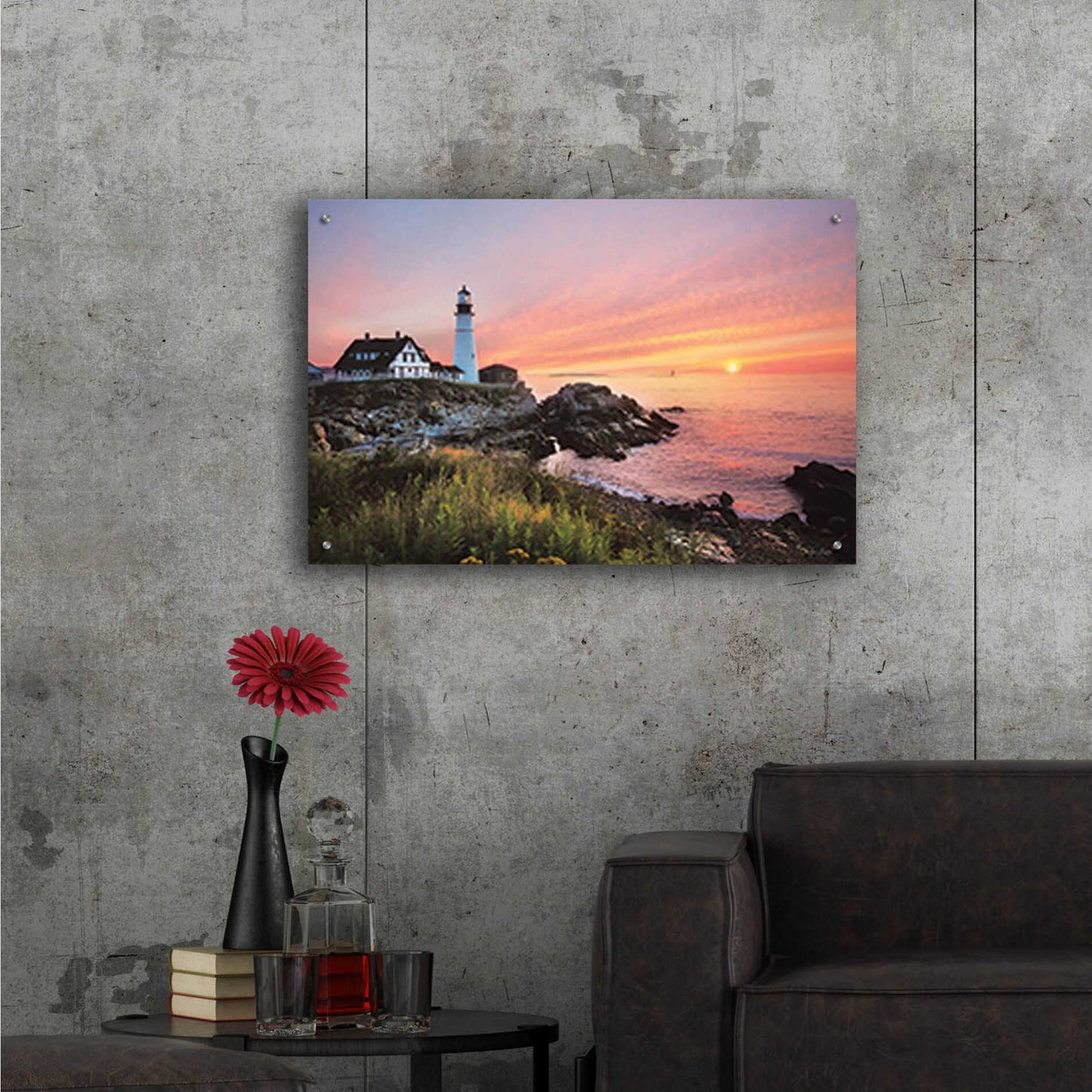 Epic Art 'Sunrise at Portland Head' by Lori Deiter, Acrylic Glass Wall Art,36x24