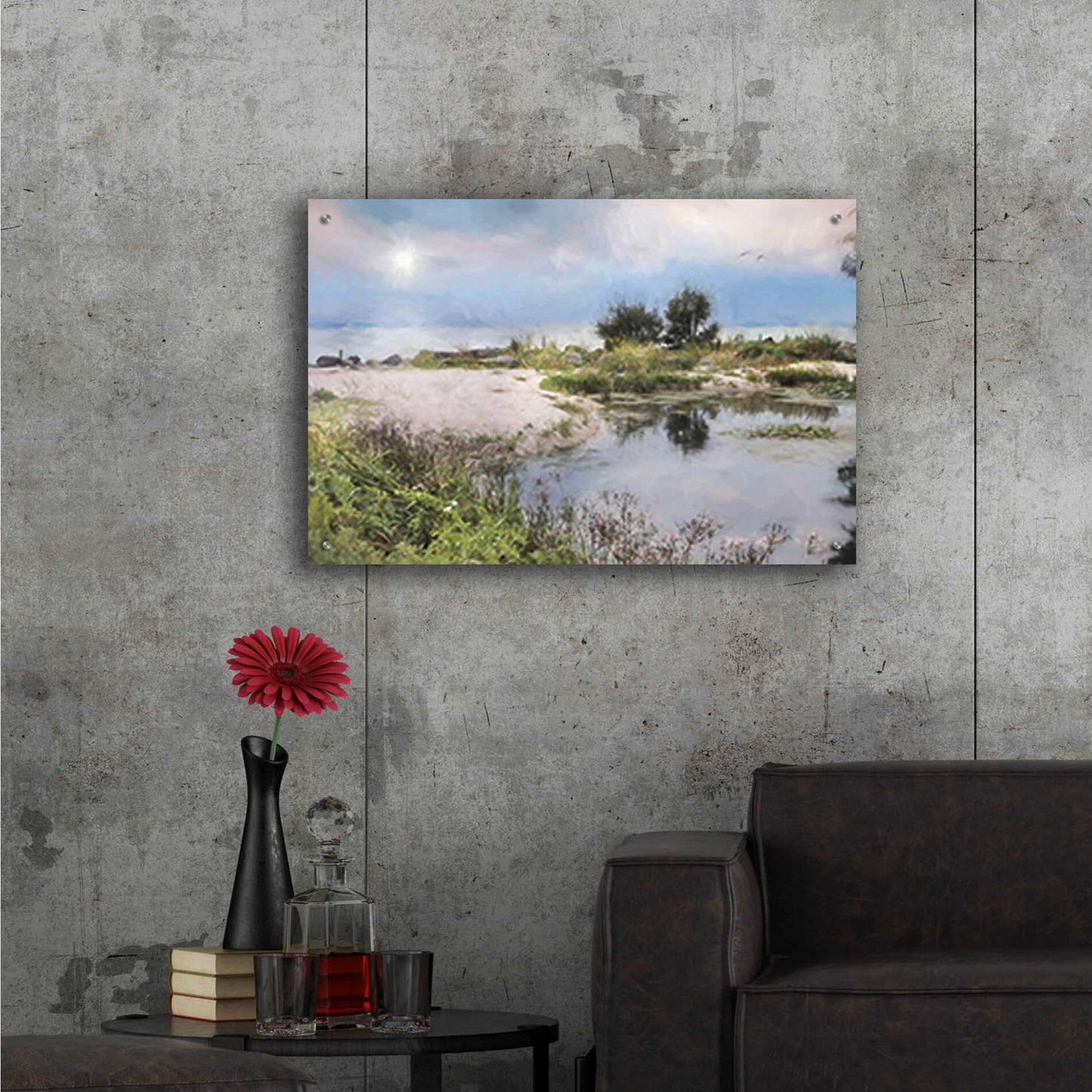 Epic Art 'Lake Coast' by Lori Deiter, Acrylic Glass Wall Art,36x24