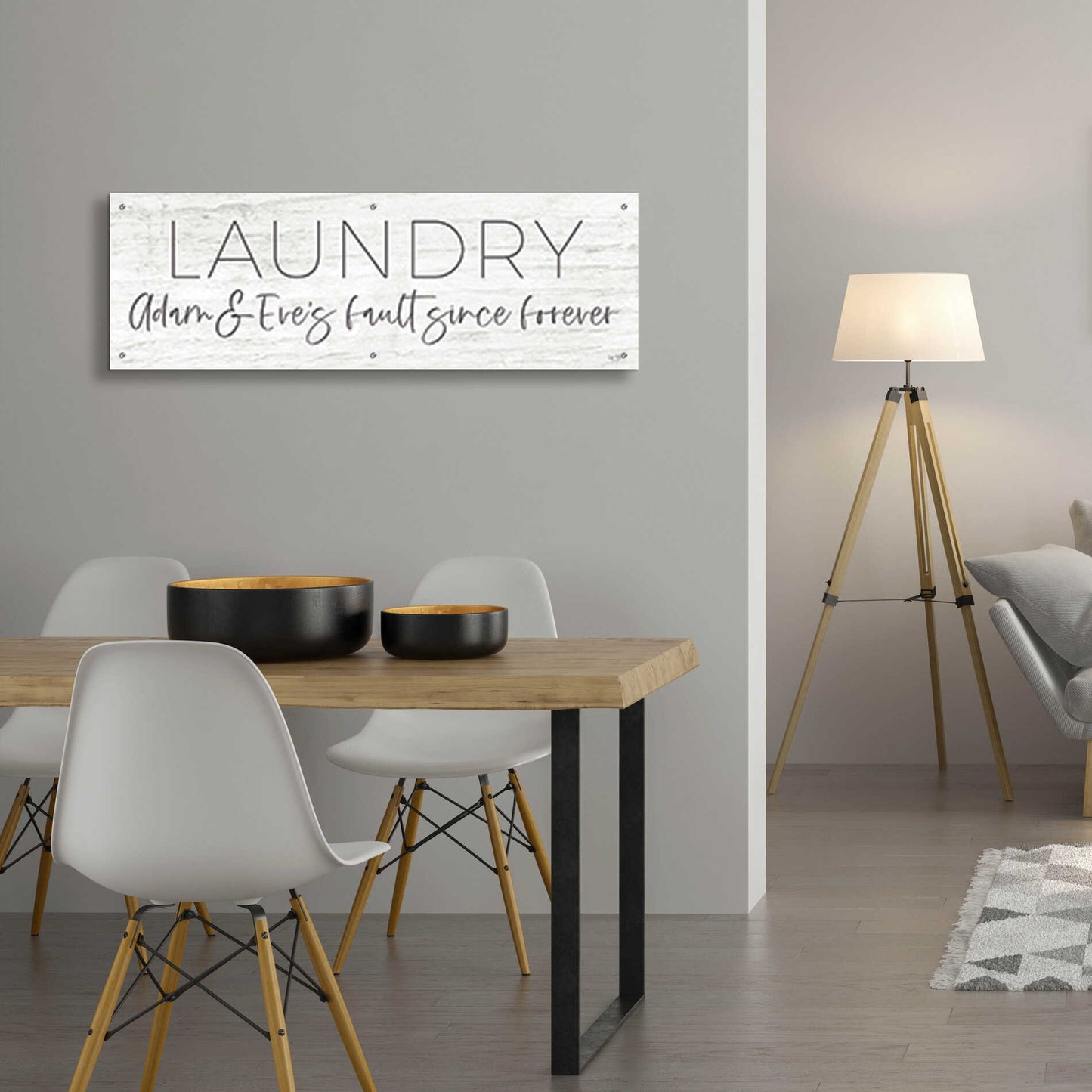 Epic Art 'Laundry - Adam and Eve's Fault Since Forever' by Lux + Me Designs , Acrylic Glass Wall Art,48x16