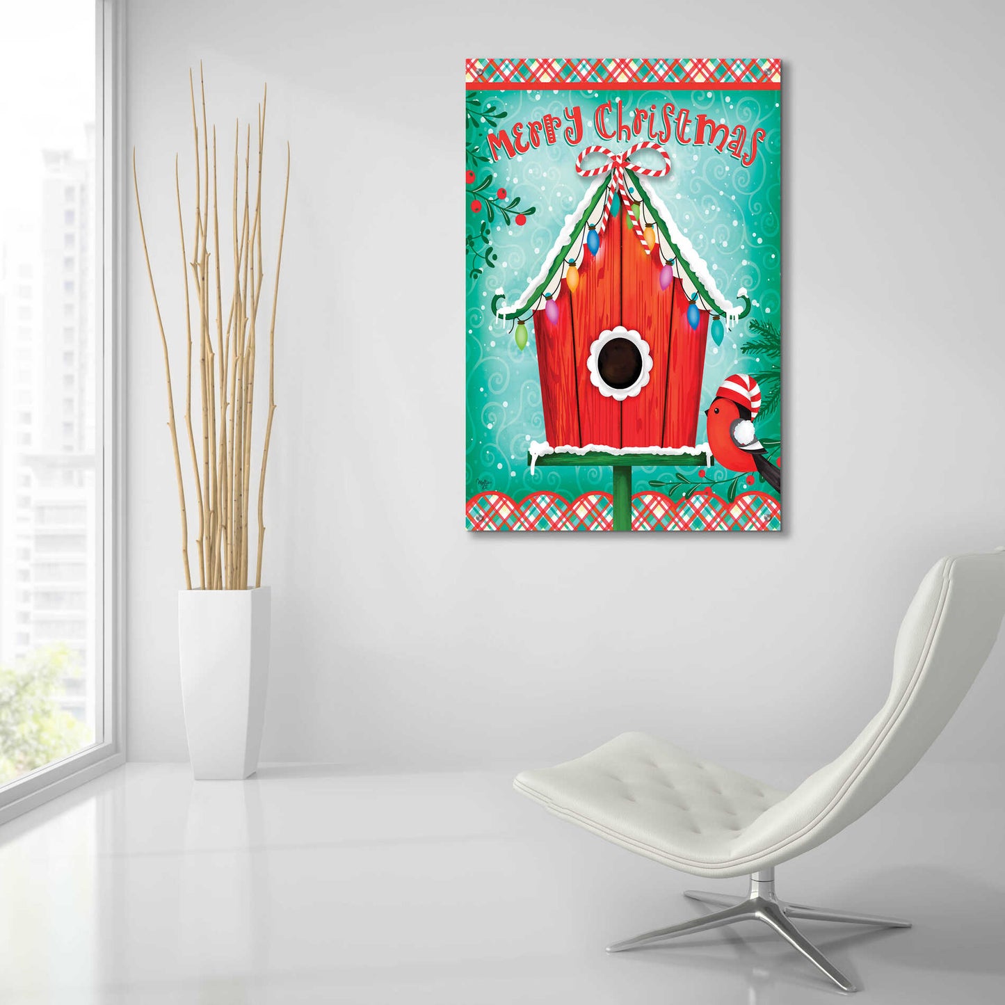 Epic Art 'Christmas Birdhouse' by Mollie B., Acrylic Glass Wall Art,24x36
