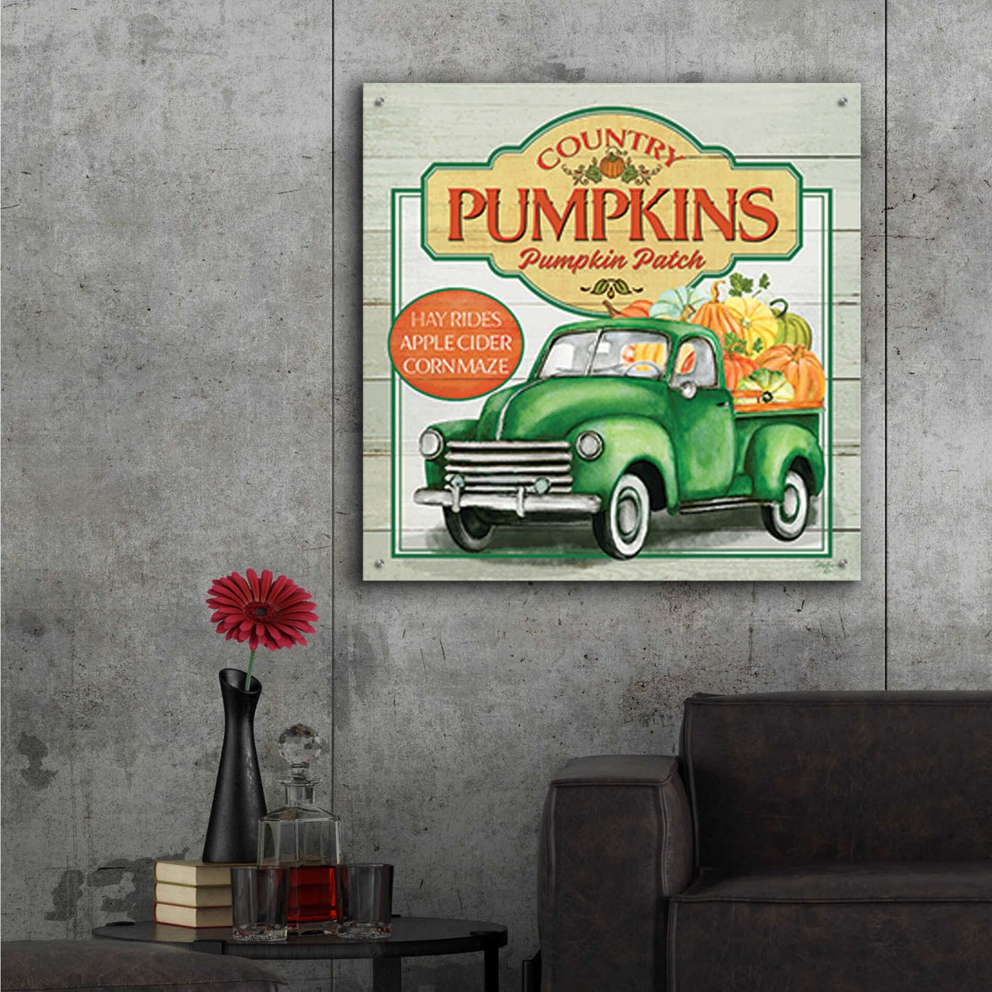 Epic Art 'Pumpkin Patch' by Mollie B., Acrylic Glass Wall Art,36x36