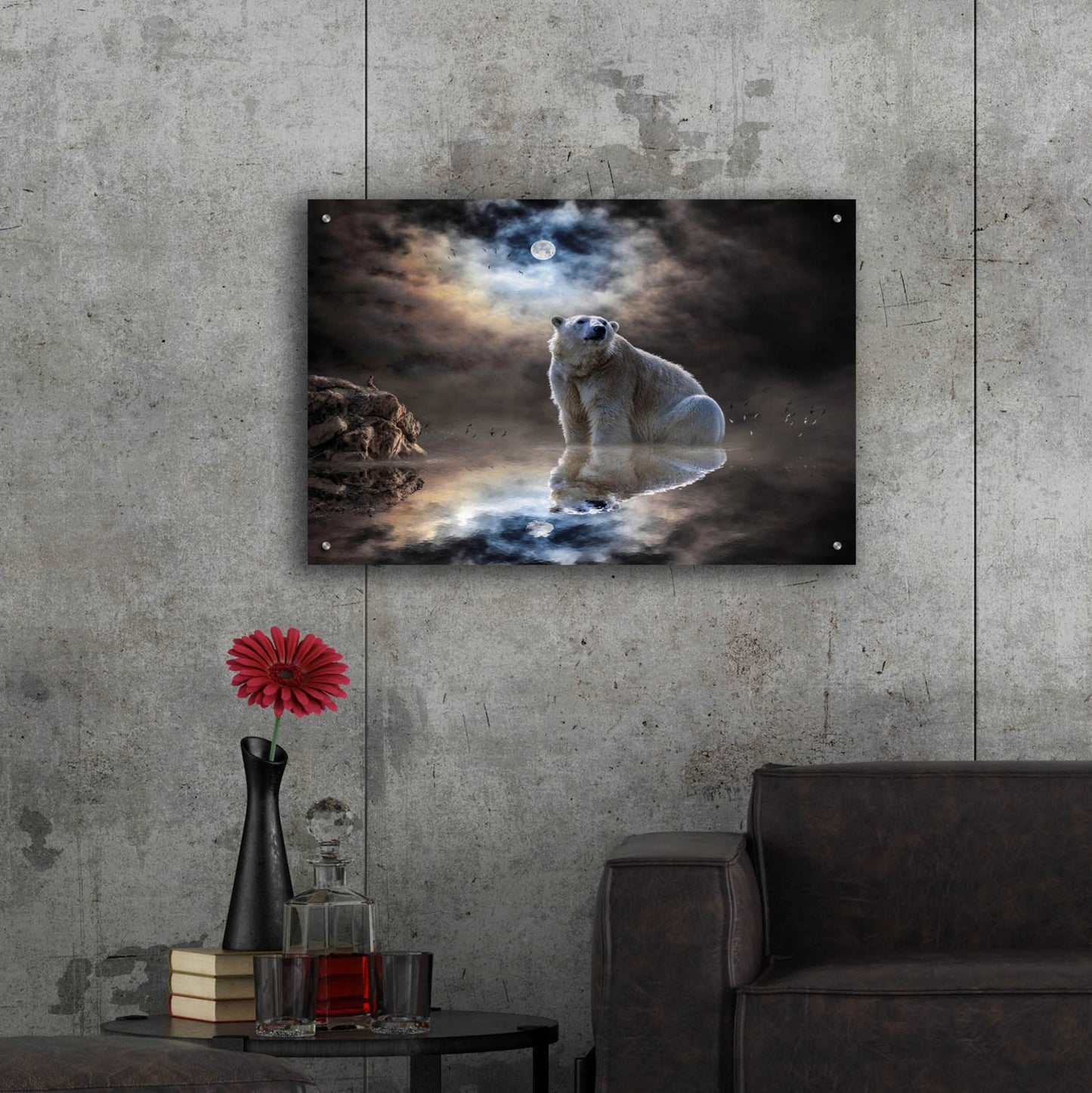 Epic Art 'Polar Bear Reflections' by Alan, Acrylic Glass Wall Art,36x24