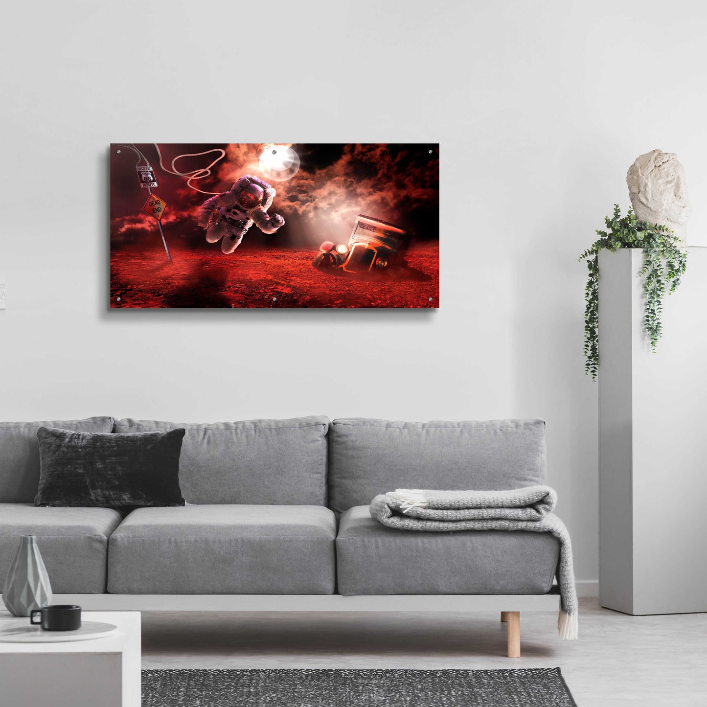 Epic Art 'Space Kicks on Route 66' by Alan, Acrylic Glass Wall Art,48x24