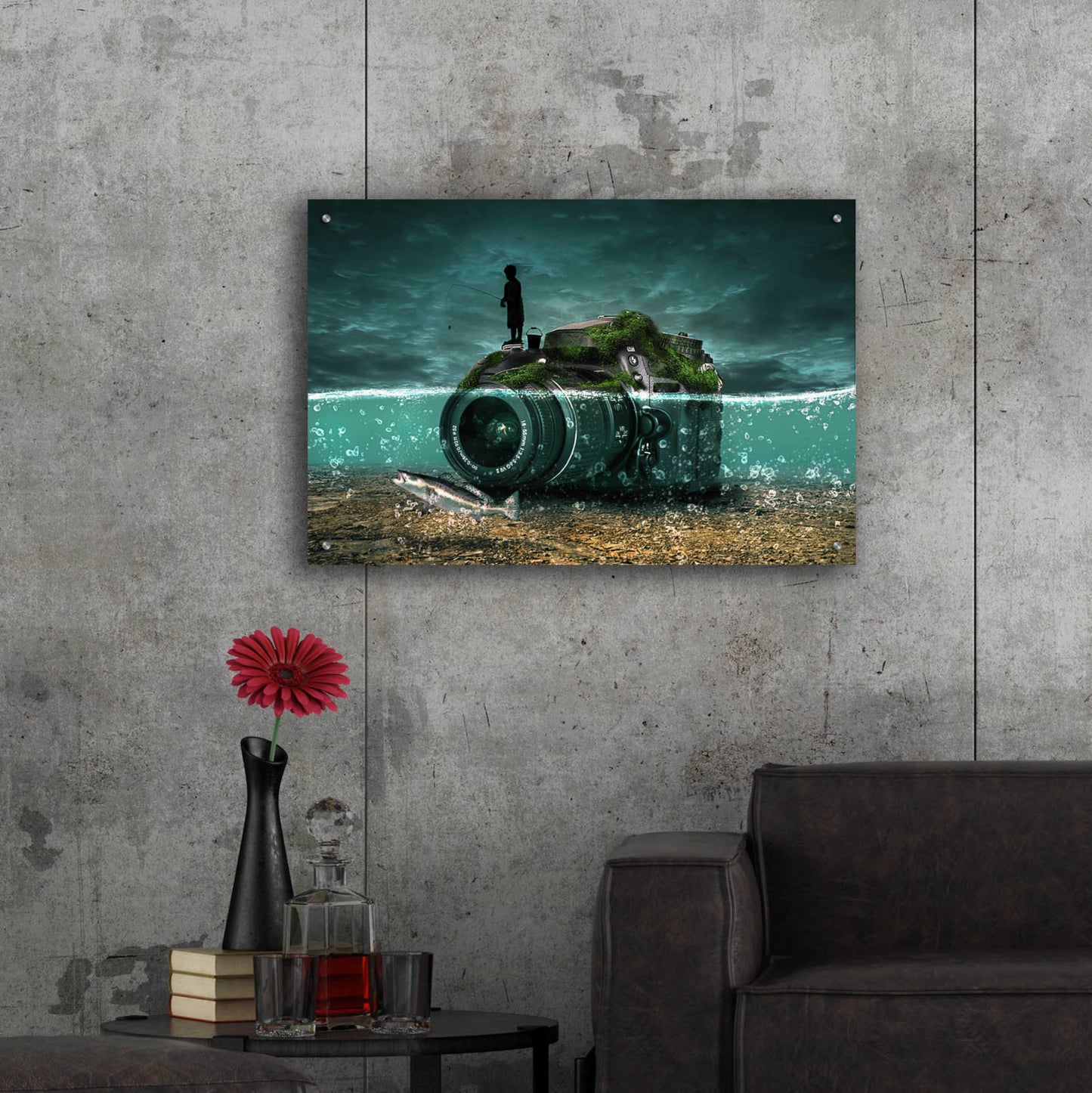 Epic Art 'Capturing Fish' by Alan, Acrylic Glass Wall Art,36x24