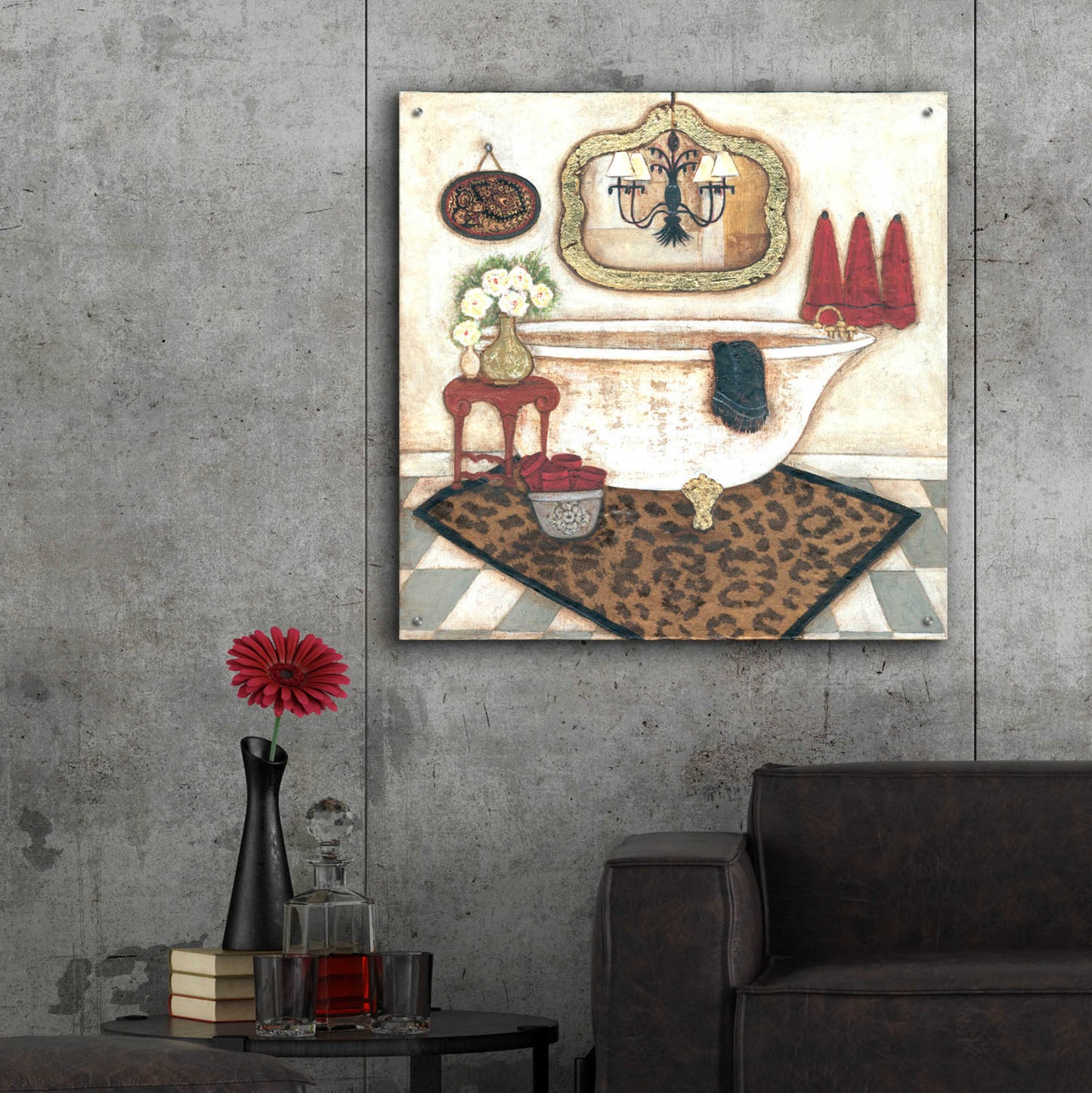 Epic Art 'Safari Bath II ' by Jadei Graphics, Acrylic Glass Wall Art,36x36