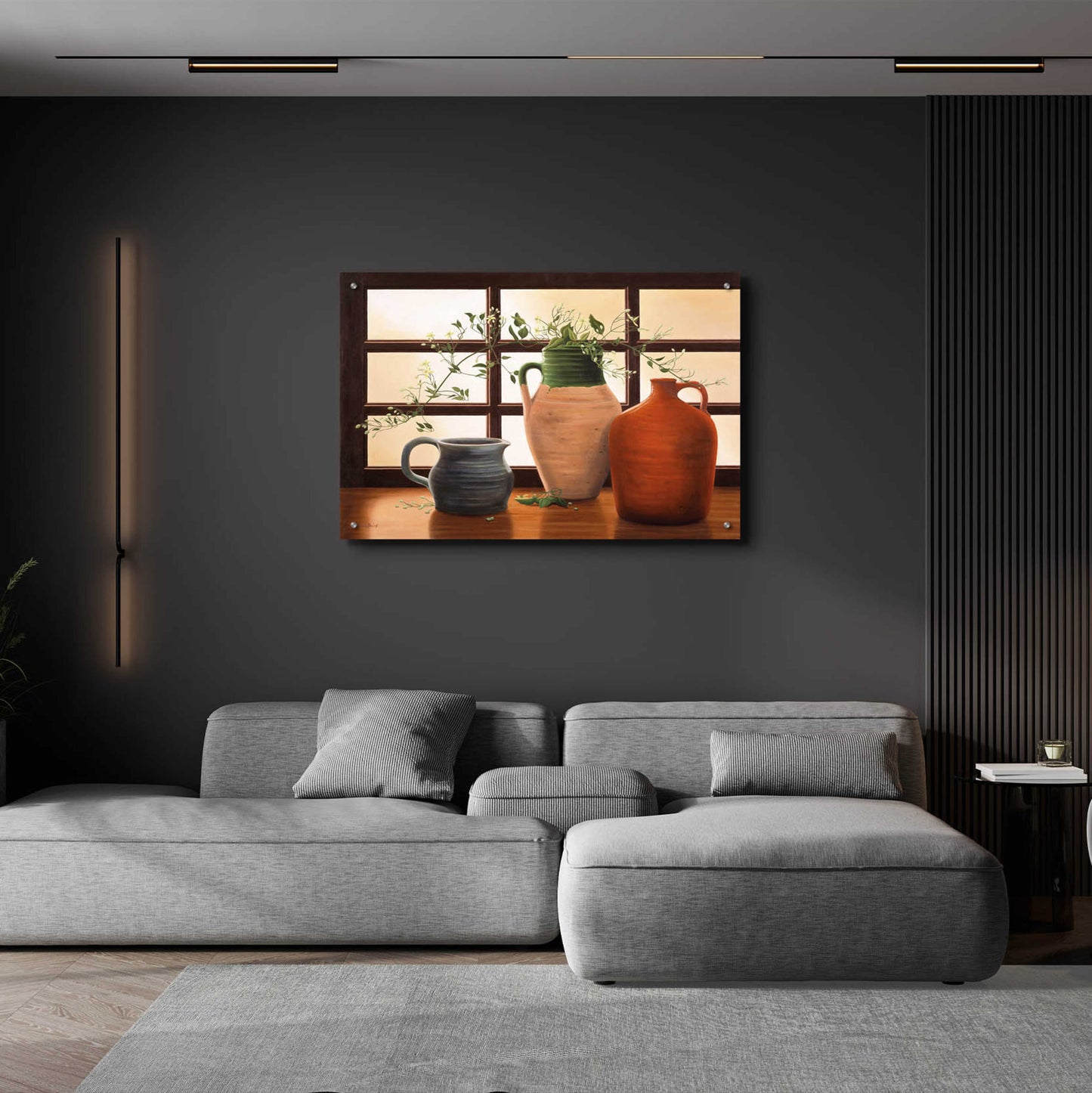 Epic Art 'Olive Jar With Flowering Vine' by Cecile Baird, Acrylic Glass Wall Art,36x24