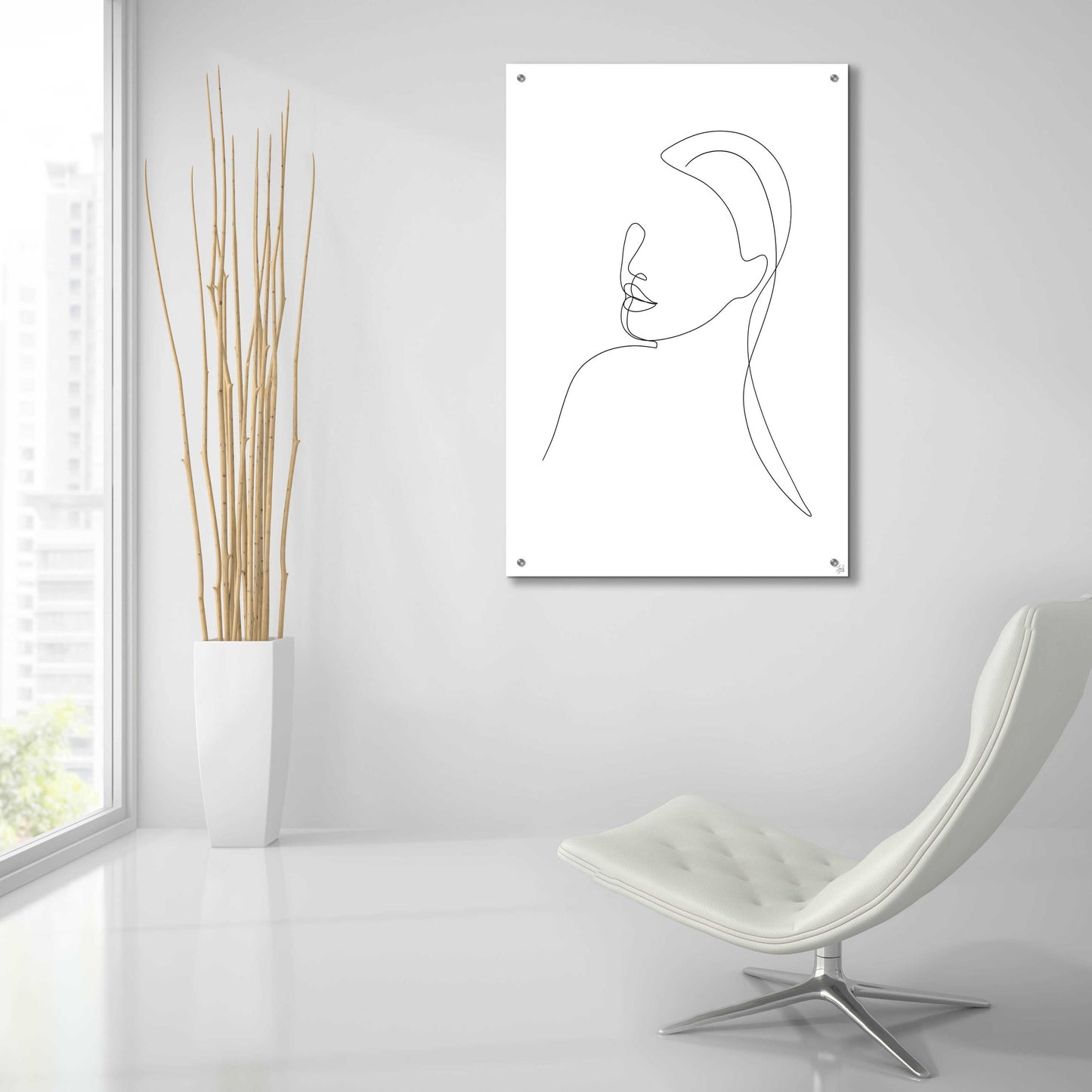 Epic Art 'Line Lady Portrait 1' by Line and Brush, Acrylic Glass Wall Art,24x36