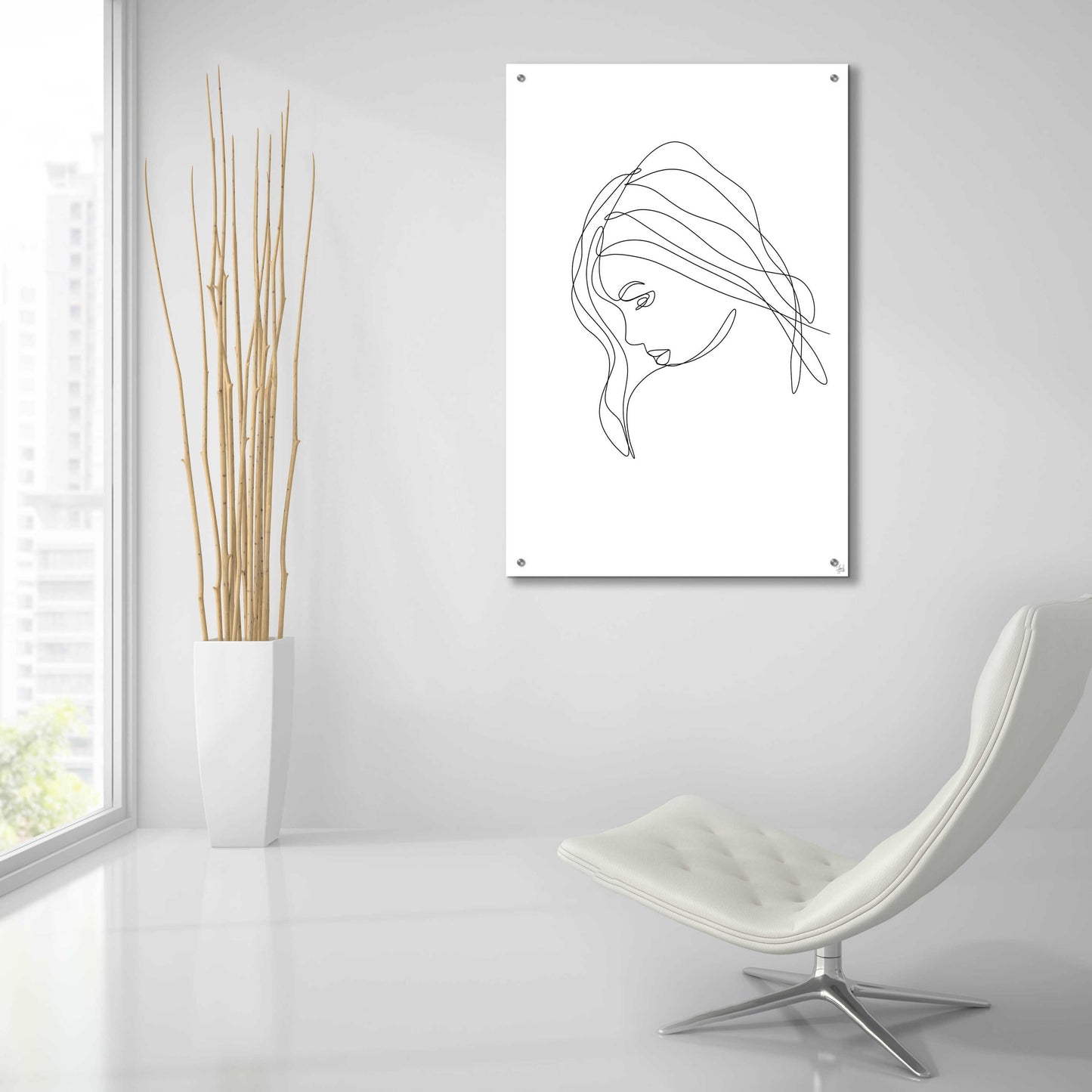 Epic Art 'Line Lady Portrait 4' by Line and Brush, Acrylic Glass Wall Art,24x36