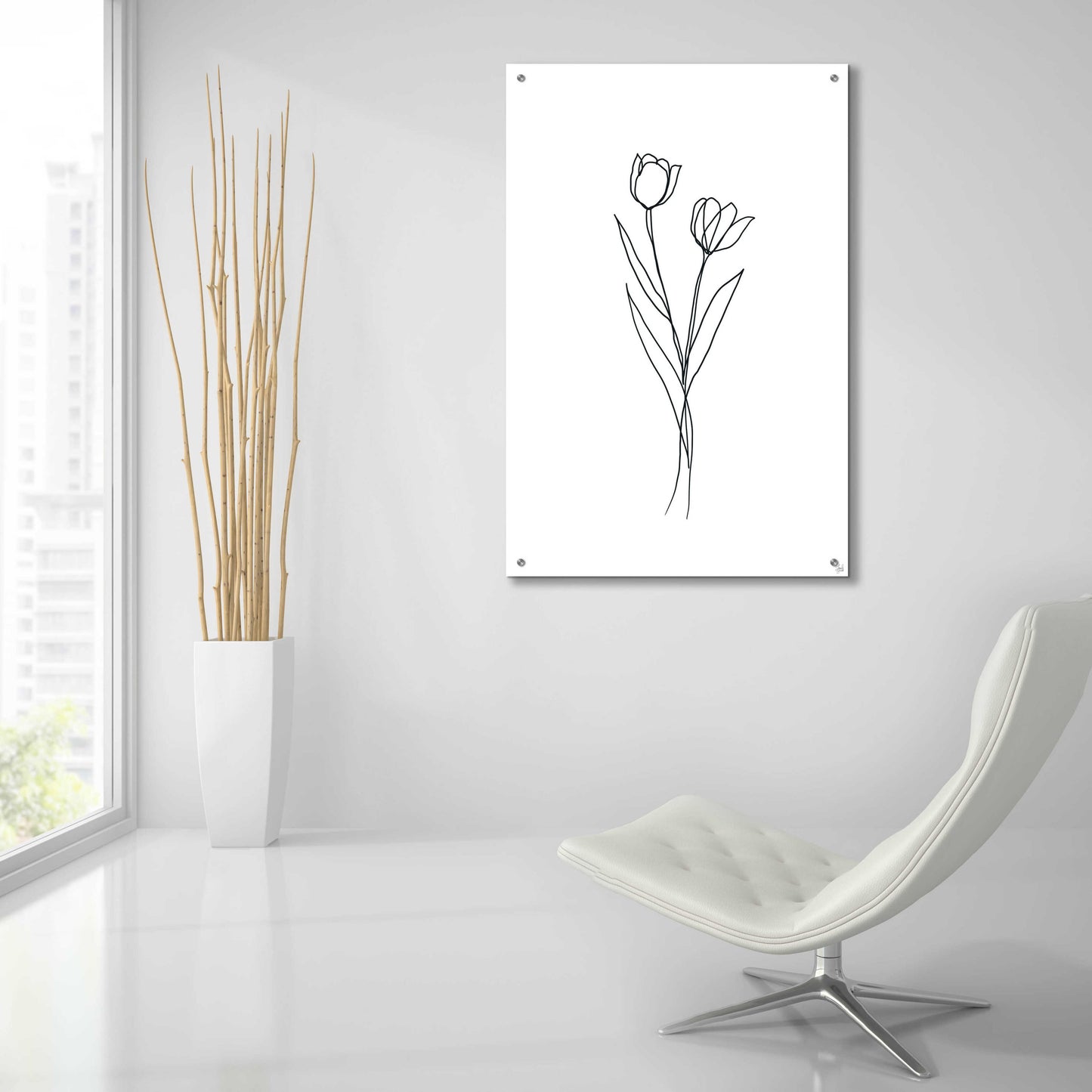 Epic Art 'Line Tulips 1' by Line and Brush, Acrylic Glass Wall Art,24x36