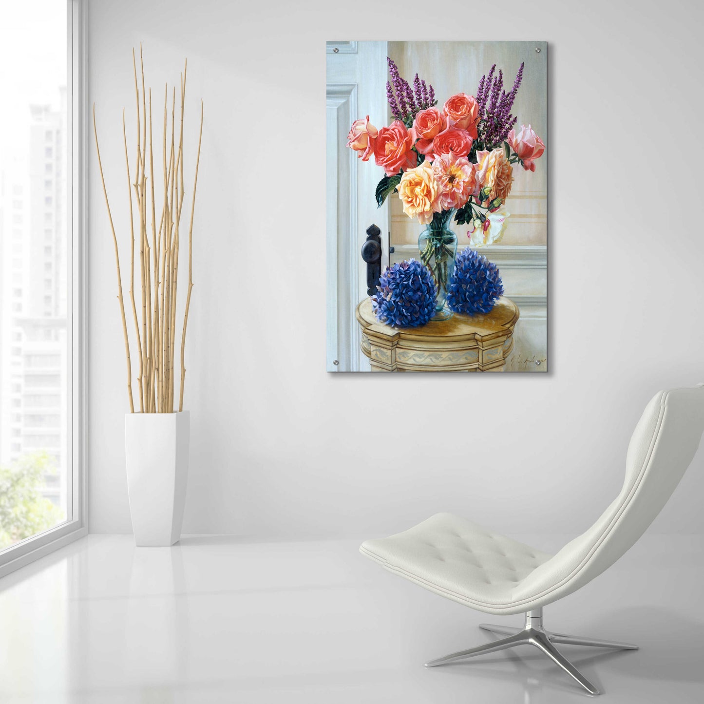 Epic Art 'Old Roses' by Robin Anderson, Acrylic Glass Wall Art,24x36