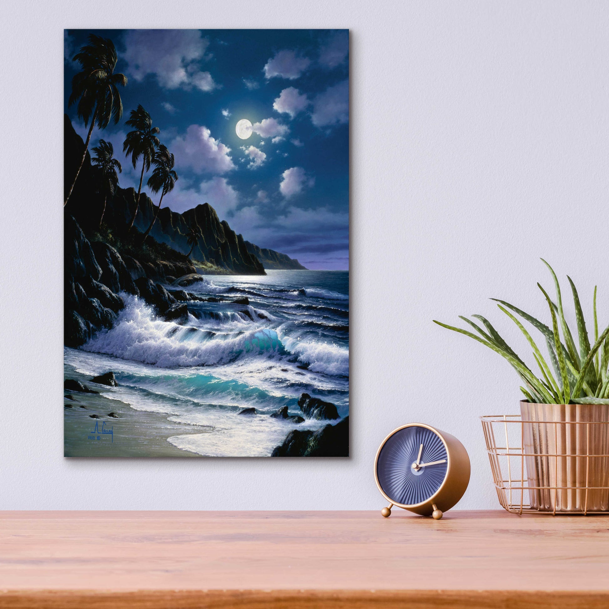 Epic Art 'Night Walkes at the Beach' by Anthony Casay, Acrylic Glass Wall Art,12x16
