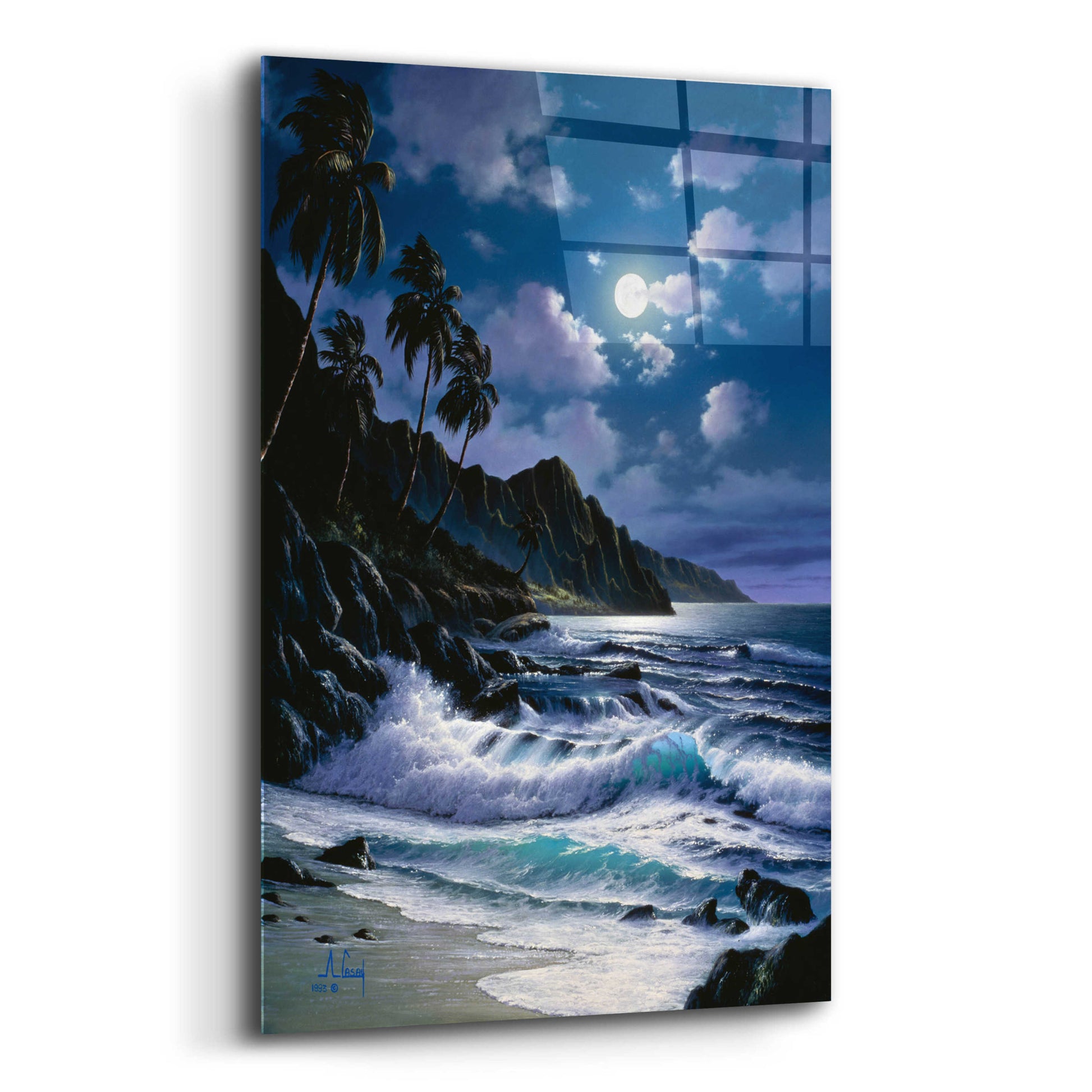 Epic Art 'Night Walkes at the Beach' by Anthony Casay, Acrylic Glass Wall Art,16x24
