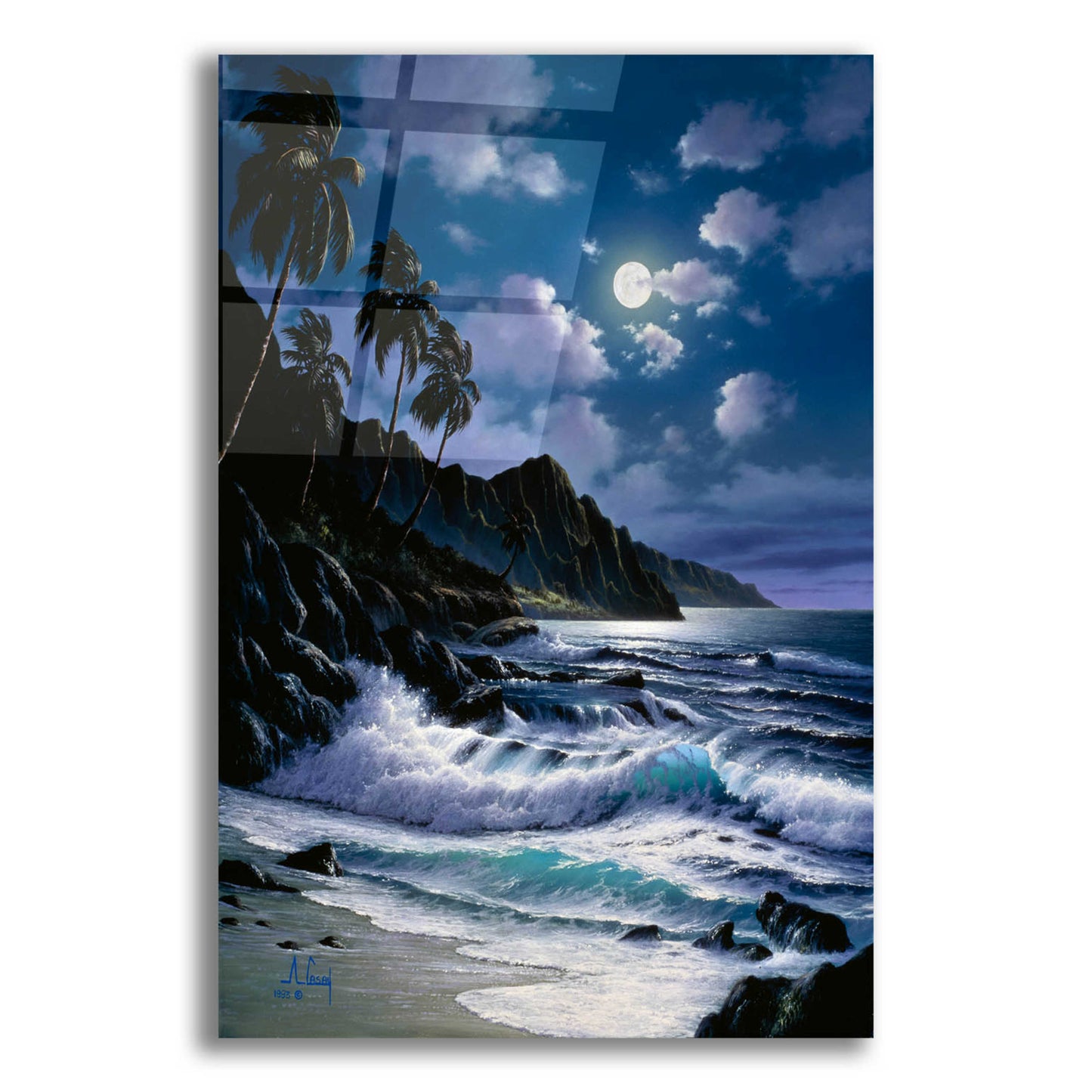 Epic Art 'Night Walkes at the Beach' by Anthony Casay, Acrylic Glass Wall Art,16x24