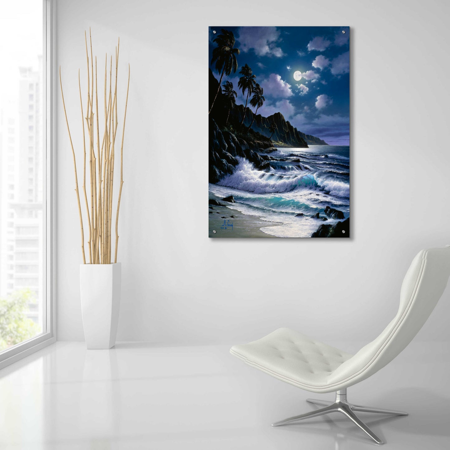 Epic Art 'Night Walkes at the Beach' by Anthony Casay, Acrylic Glass Wall Art,24x36
