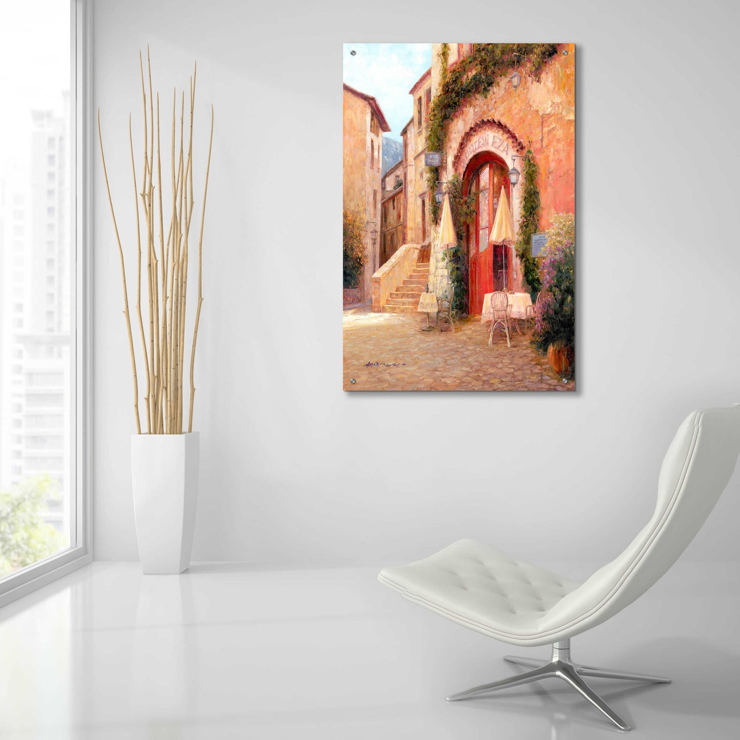 Epic Art 'Eze Village Café France' by Haixia Liu, Acrylic Glass Wall Art,24x36