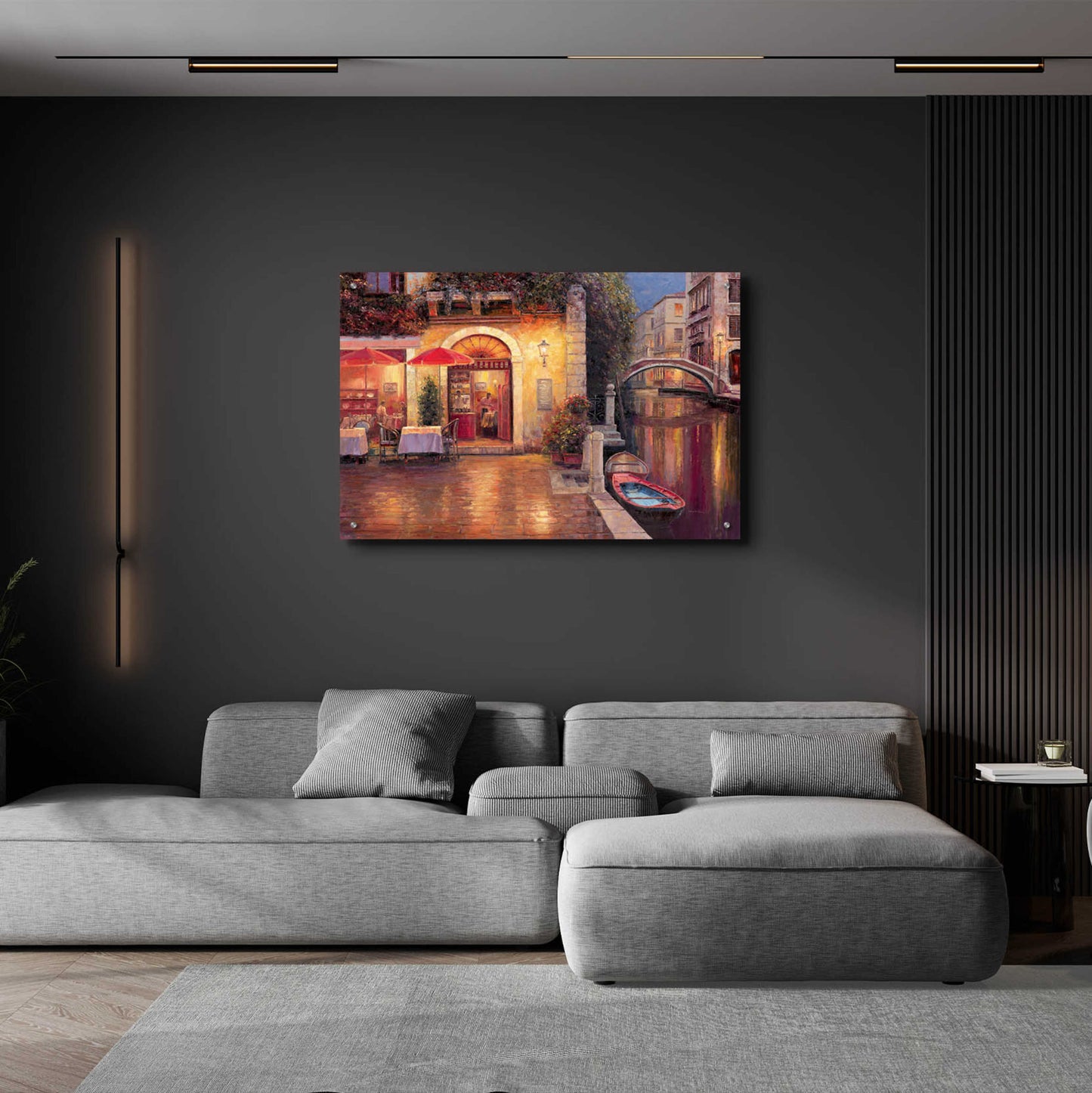 Epic Art 'Night Café after Rain' by Haixia Liu, Acrylic Glass Wall Art,36x24
