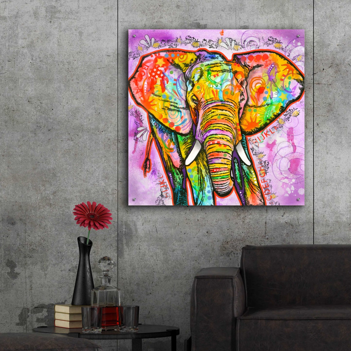 Epic Art 'Elephant' by Dean Russo, Acrylic Glass Wall Art,36x36