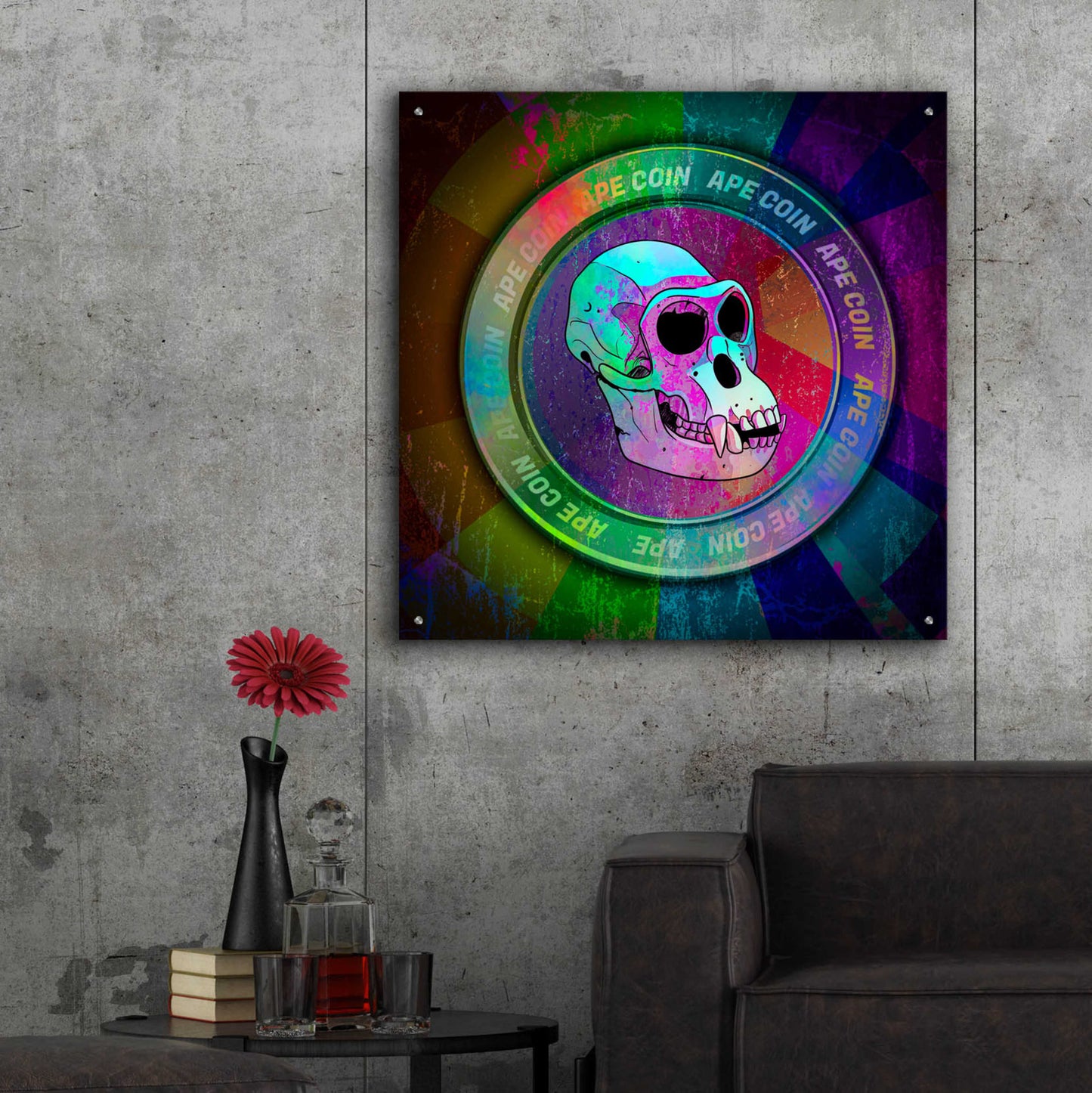 Epic Art 'Ape Crypto Coin' by Epic Portfolio, Acrylic Glass Wall Art,36x36