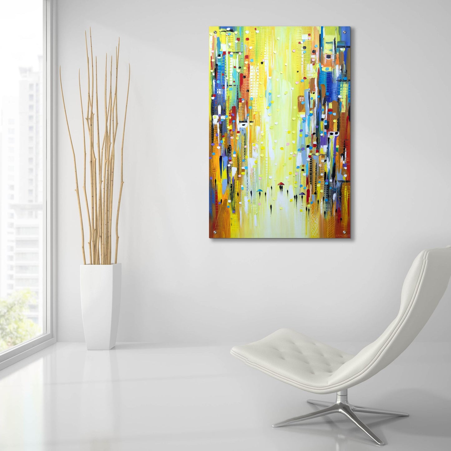 Epic Art 'Three Colorful Umbrellas' by Ekaterina Ermilkina, Acrylic Glass Wall Art,24x36