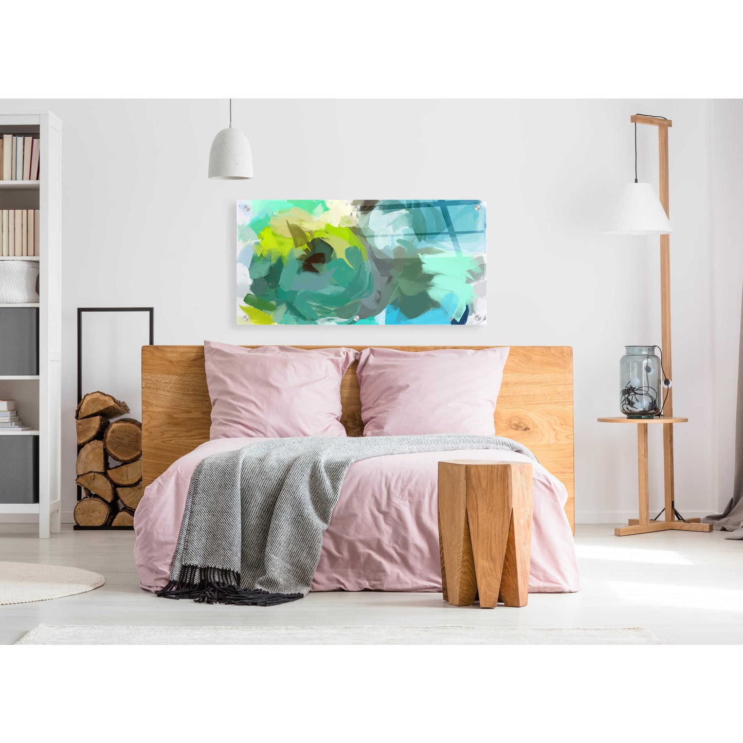 Epic Art 'The Shades of Green Abstract 2' by Irena Orlov, Acrylic Glass Wall Art,48x24