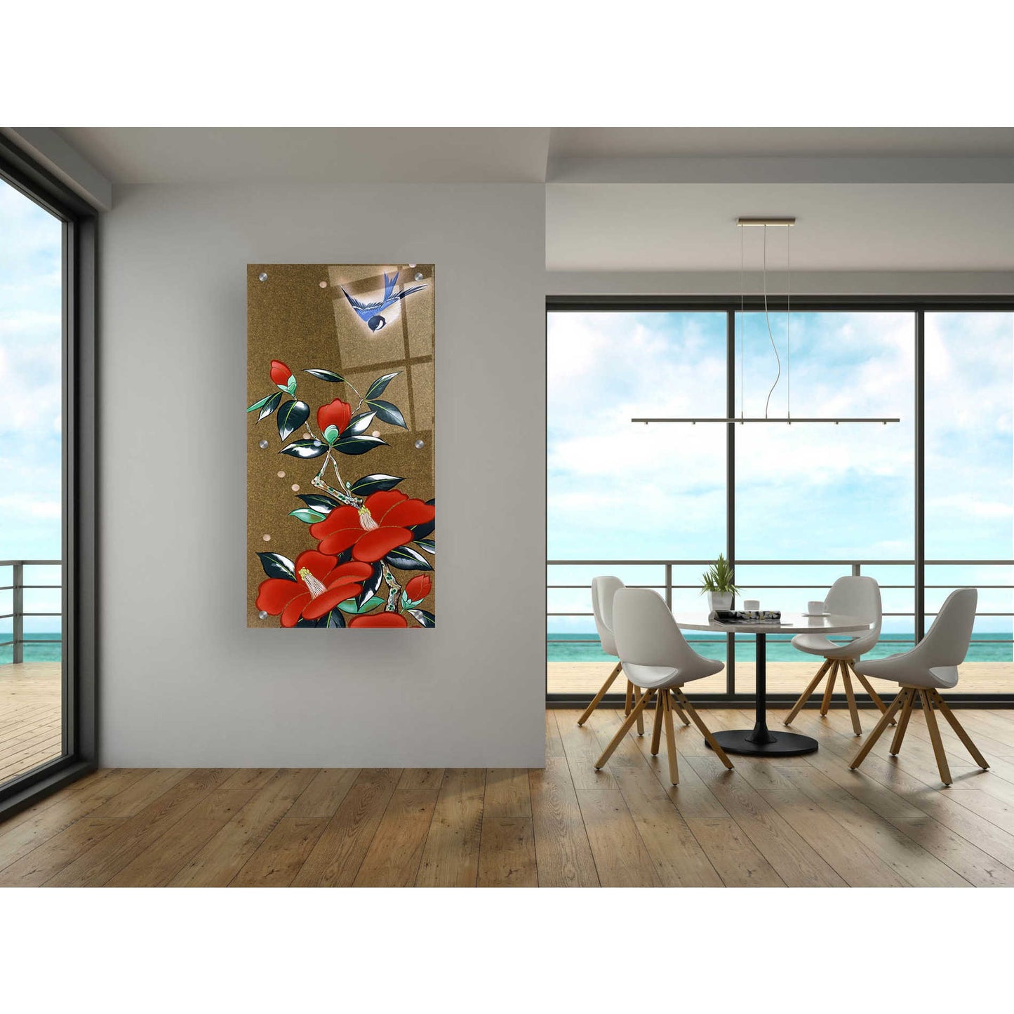 Epic Art 'Camellia R' by Zigen Tanabe, Acrylic Glass Wall Art,24x48