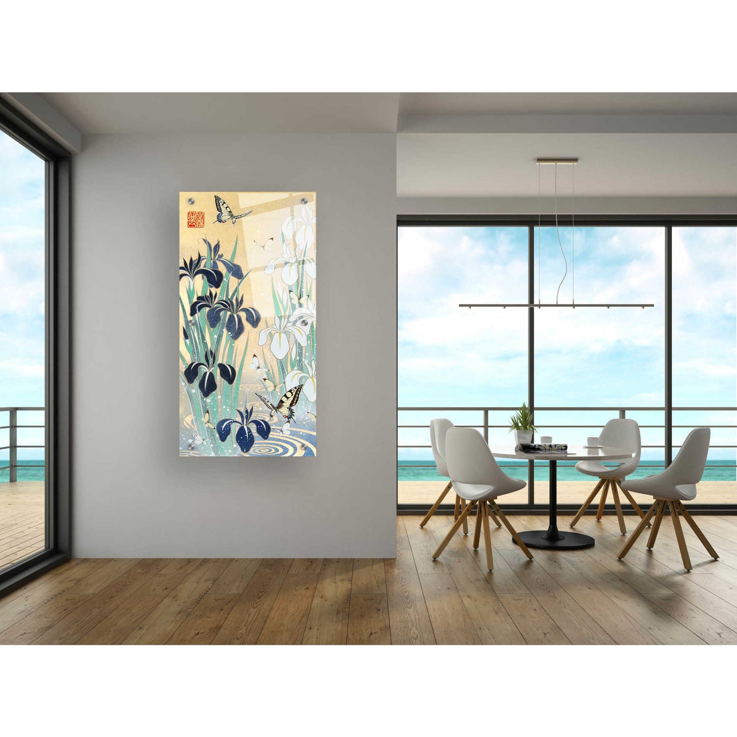 Epic Art 'Iris and Butterfly' by Zigen Tanabe, Acrylic Glass Wall Art,24x48