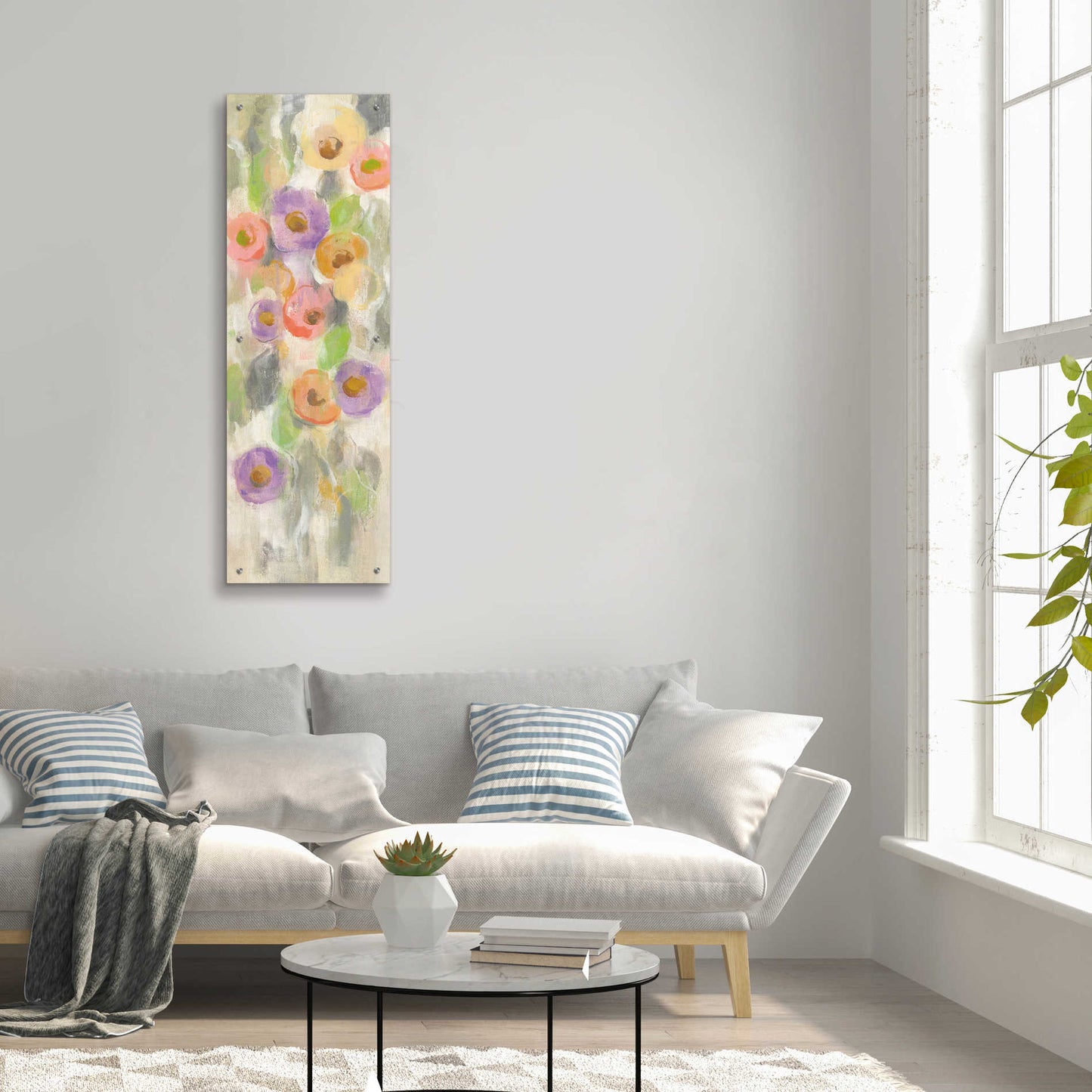 Epic Art 'Dreamy Flowers I' by Silvia Vassileva, Acrylic Glass Wall Art,16x48