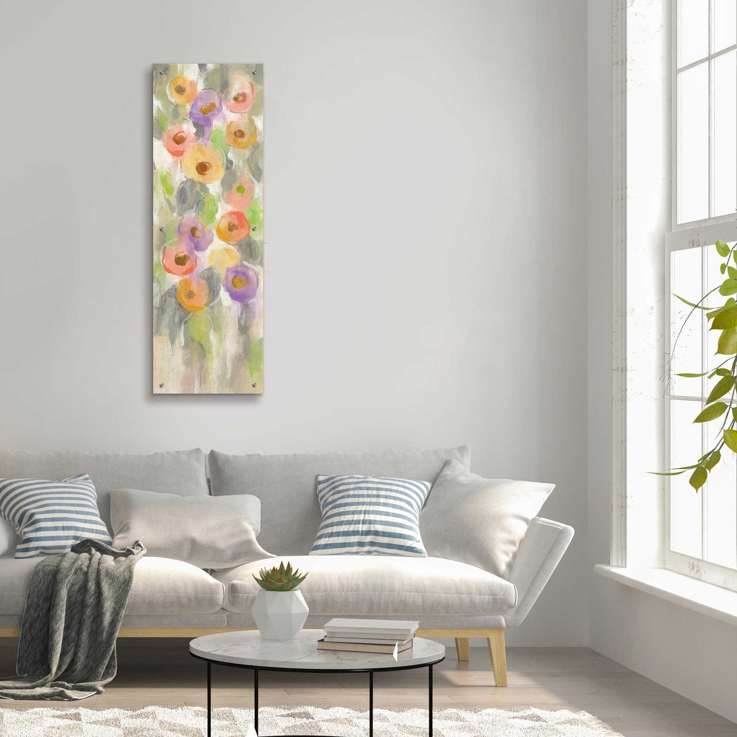 Epic Art 'Dreamy Flowers II' by Silvia Vassileva, Acrylic Glass Wall Art,16x48