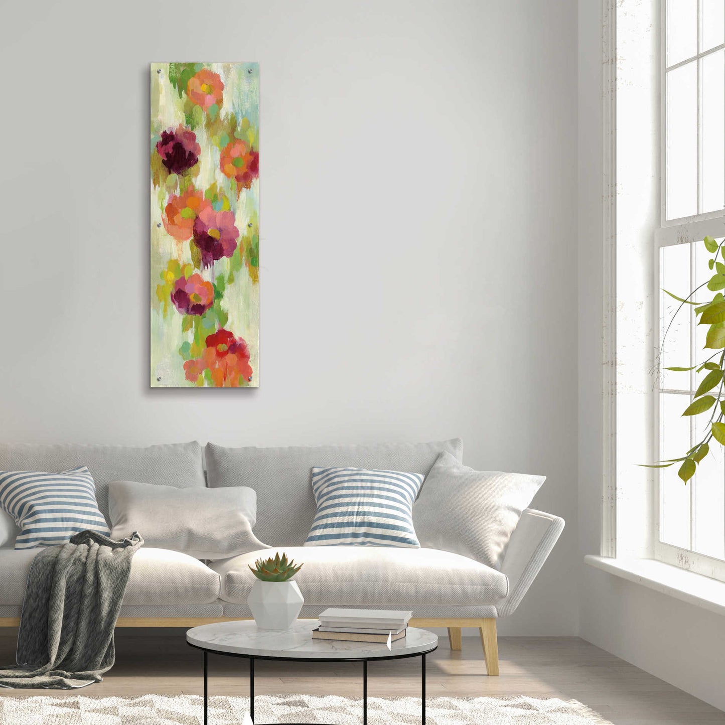 Epic Art 'Coral and Emerald Garden II' by Silvia Vassileva, Acrylic Glass Wall Art,16x48
