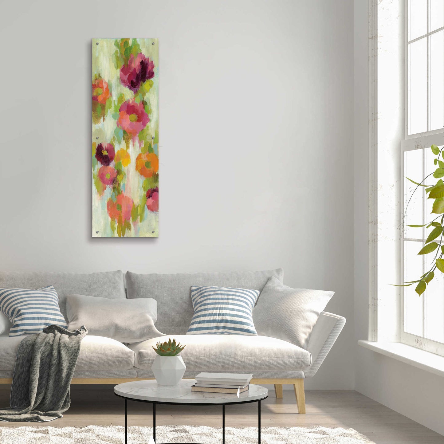 Epic Art 'Coral and Emerald Garden III' by Silvia Vassileva, Acrylic Glass Wall Art,16x48