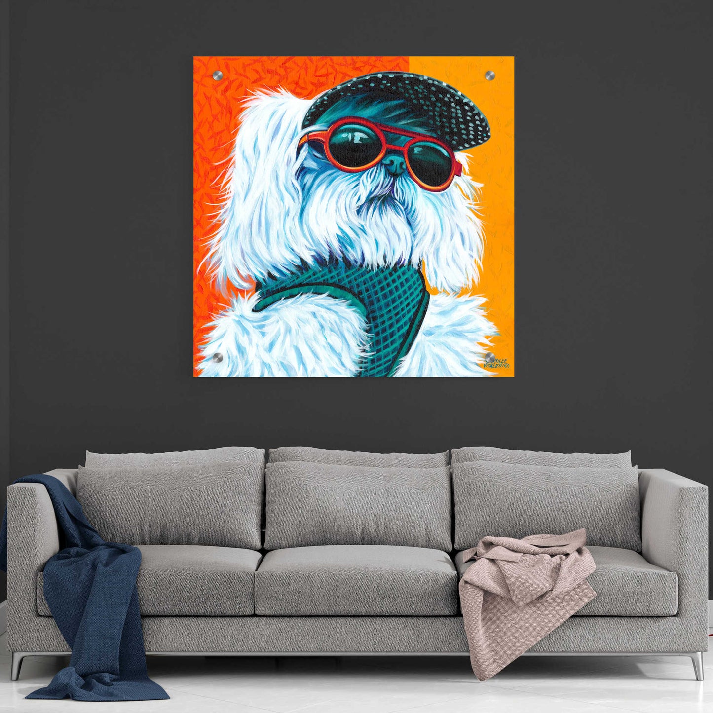 Epic Art 'Cute Pups IV' by Carolee Vitaletti, Acrylic Glass Wall Art,36x36