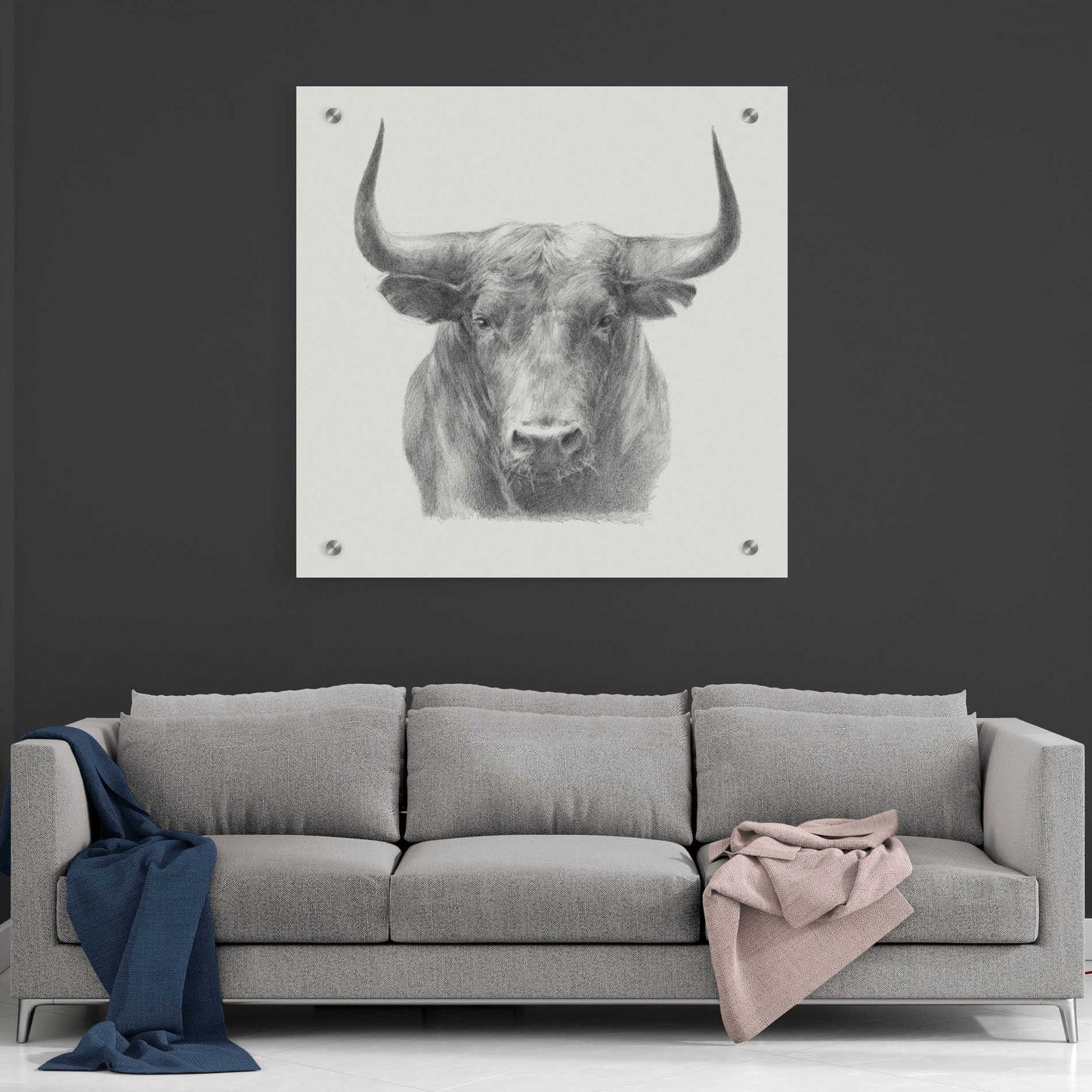 Epic Art 'Black Bull' by Ethan Harper, Acrylic Glass Wall Art,36x36