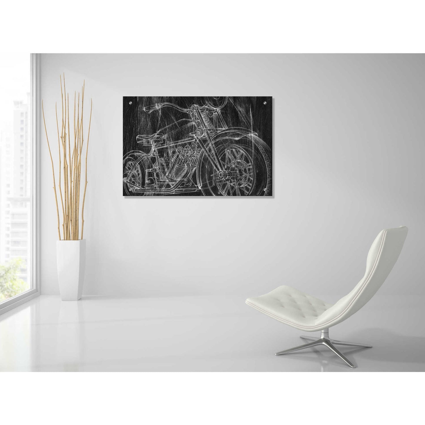 Epic Art 'Motorcycle Mechanical Sketch I' by Ethan Harper, Acrylic Glass Wall Art,36x24